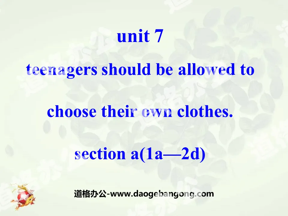 "Teenagers should be allowed to choose their own clothes" PPT courseware 13