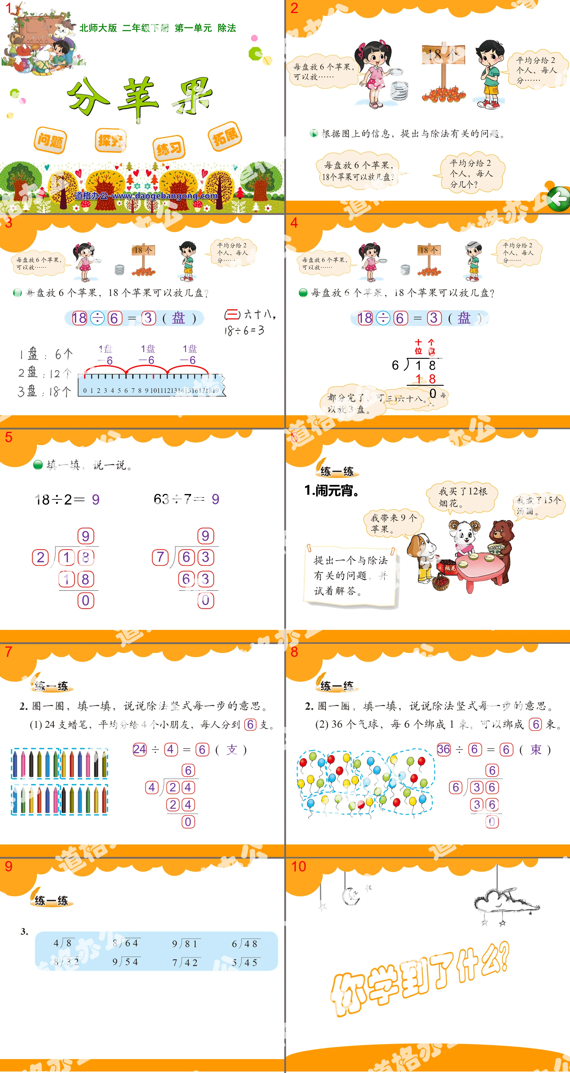 "Dividing Apples" Division PPT courseware