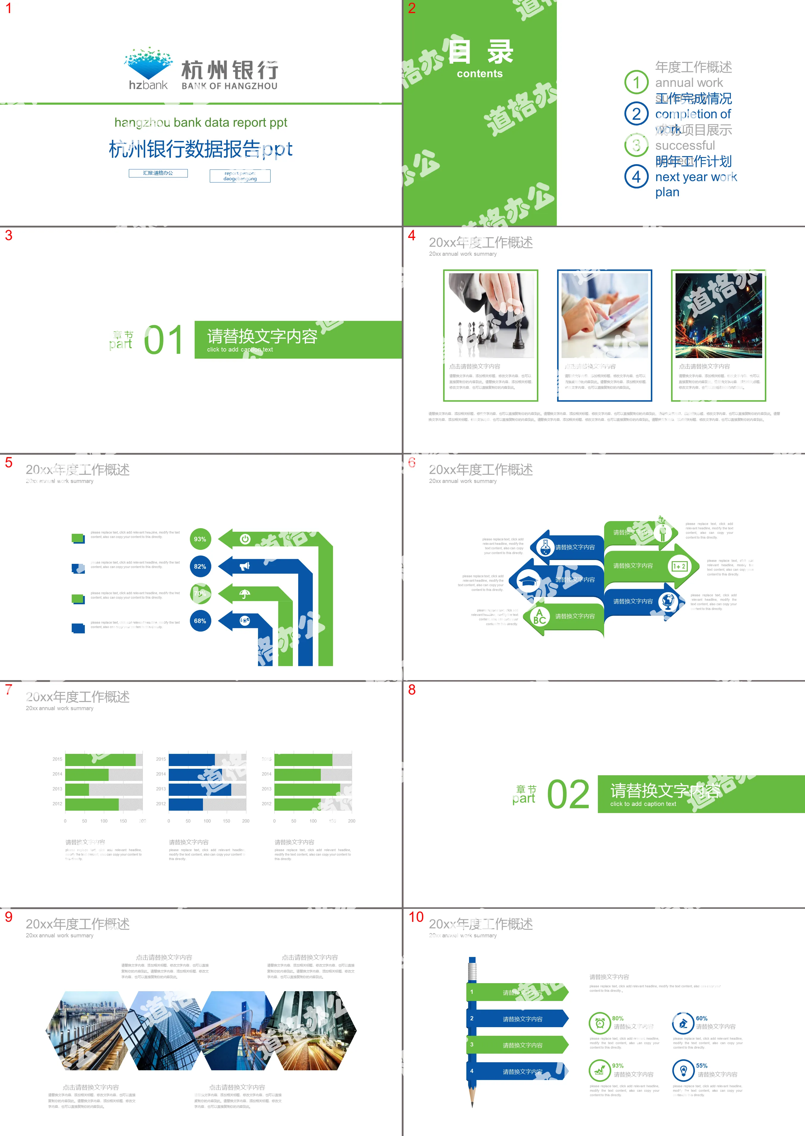 Hangzhou bank data report PPT template