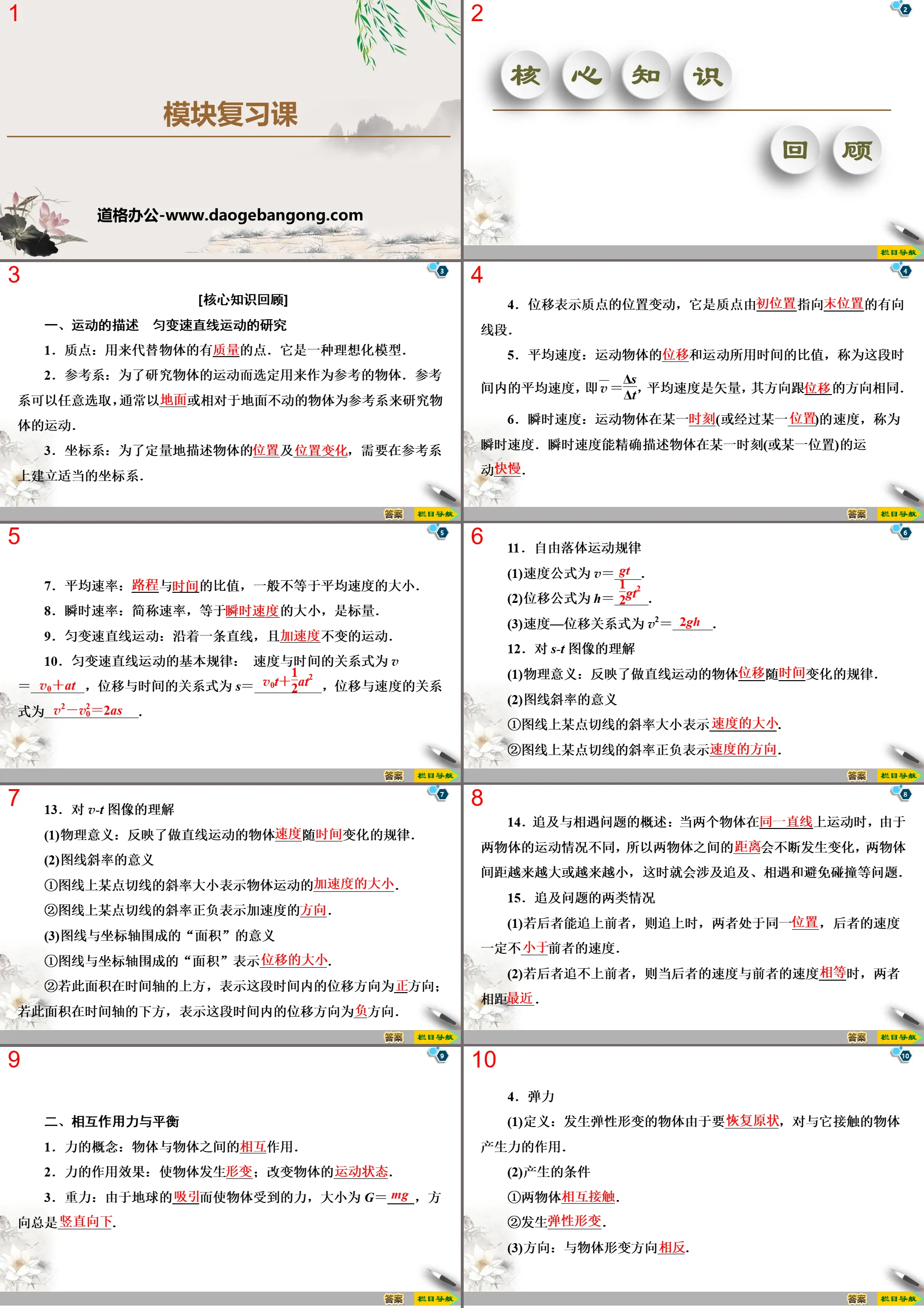 《魯科版高中物理必修一模塊複習課》PPT