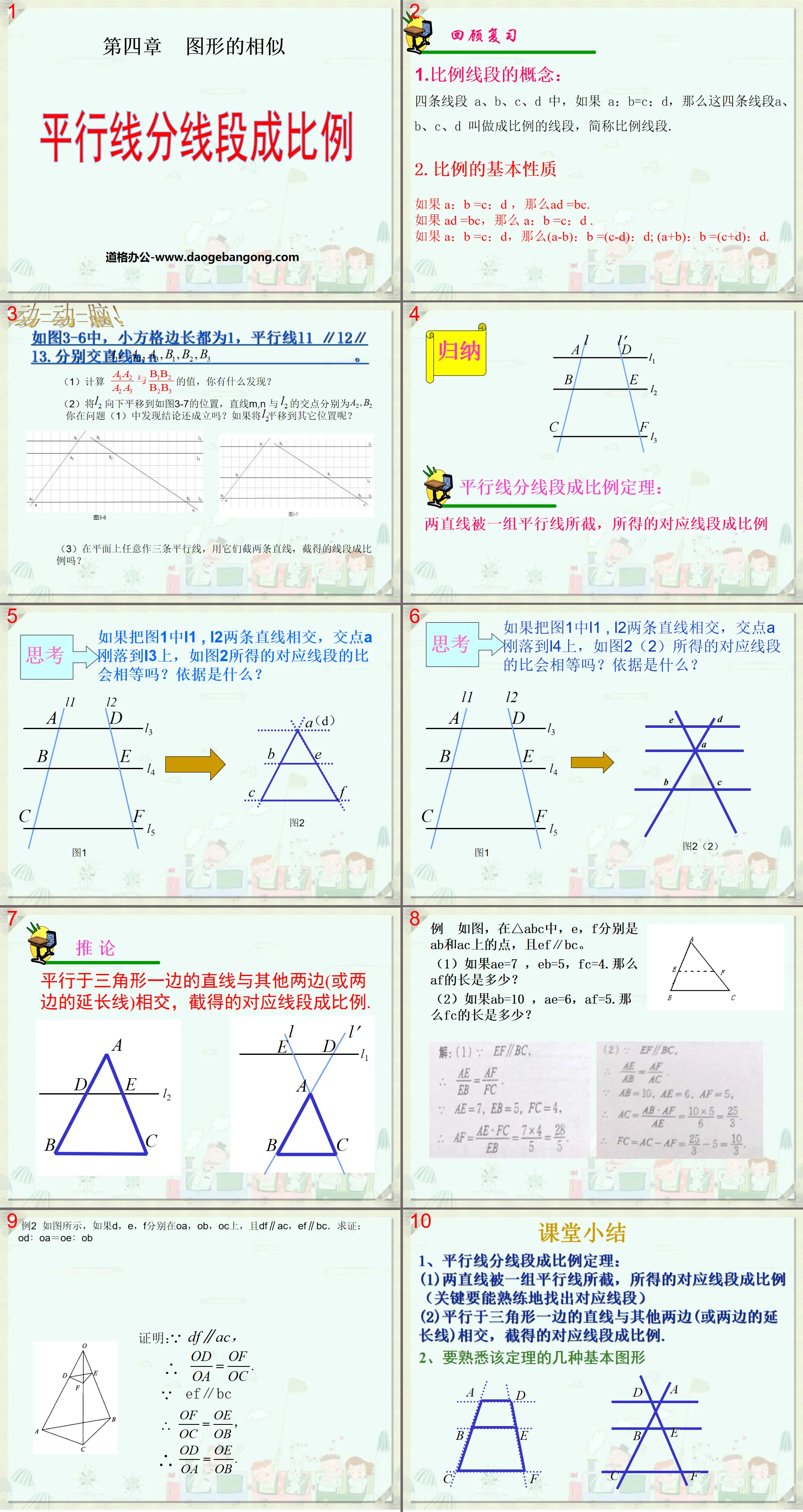 Similar PPT courseware 3 of the graphic "Parallel lines are proportional to their segments"