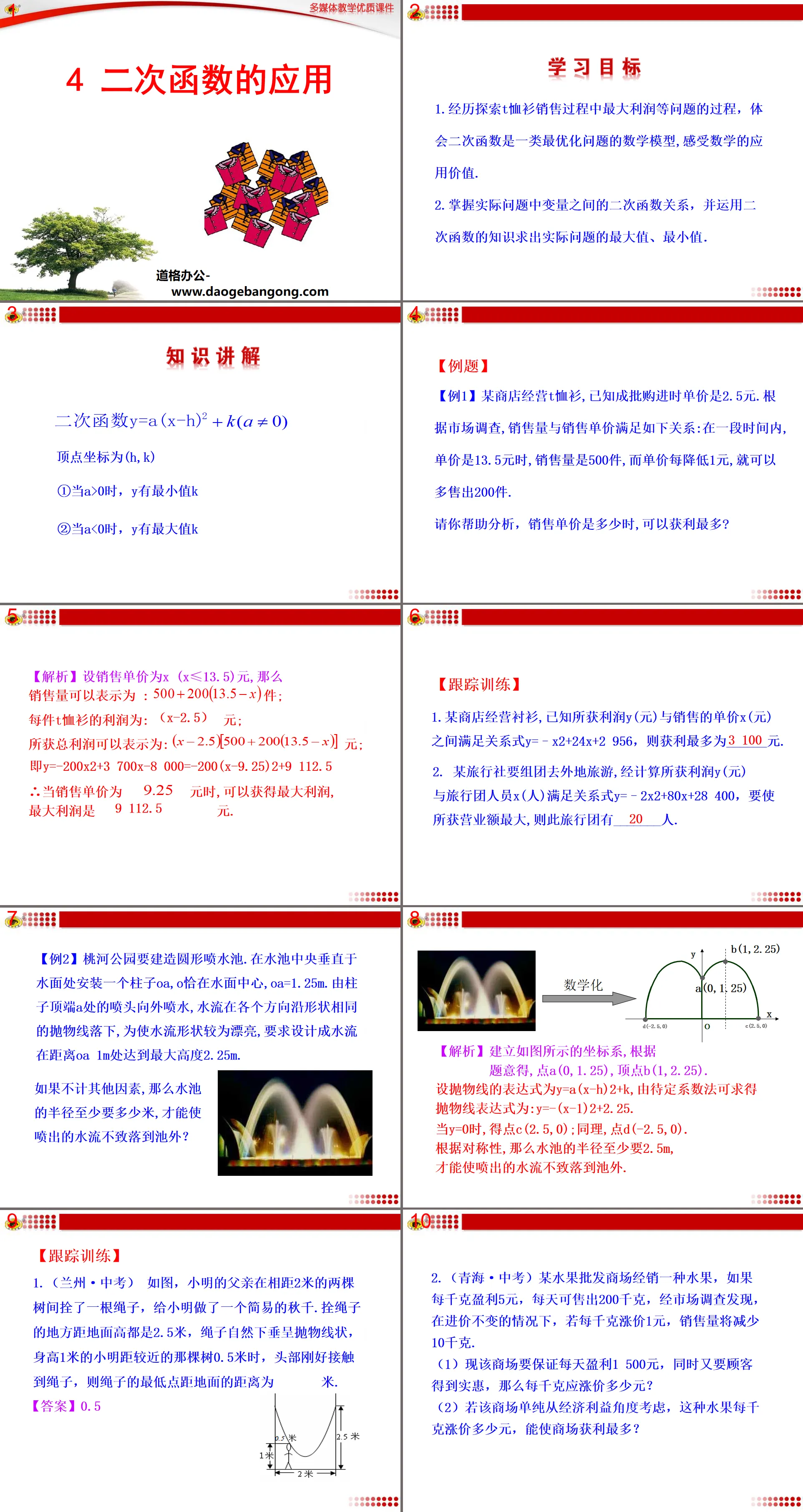 "Applications of Quadratic Functions" PPT free download