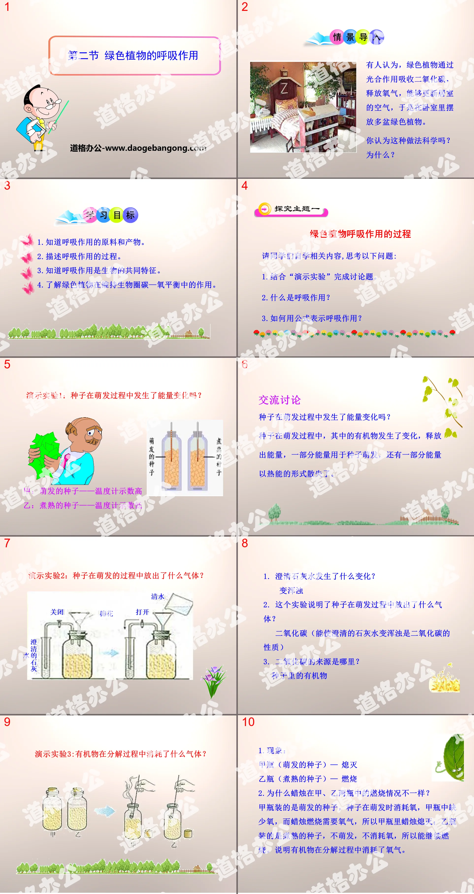 "Respiration of Green Plants" PPT courseware