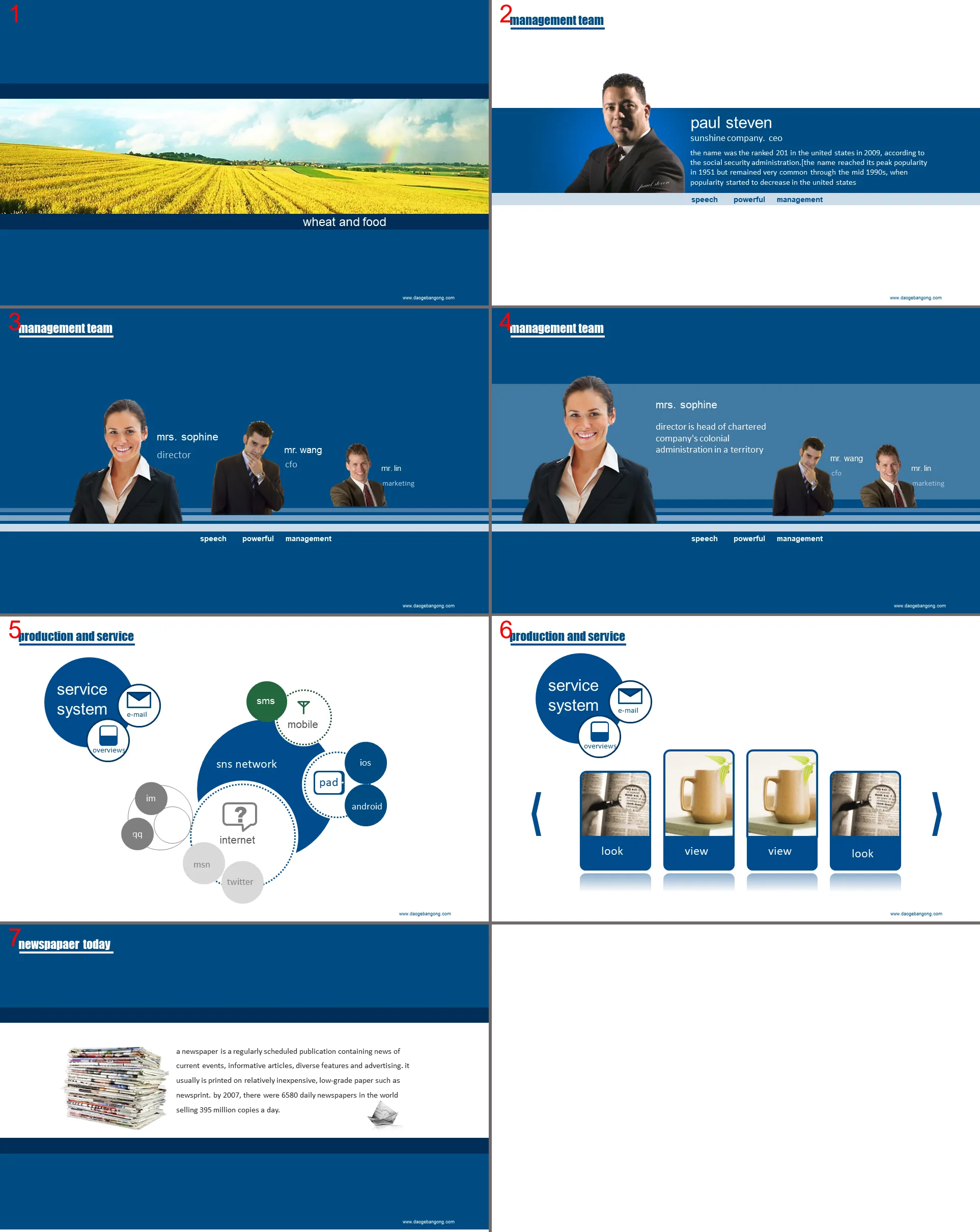 Business PPT template download with wheat field background