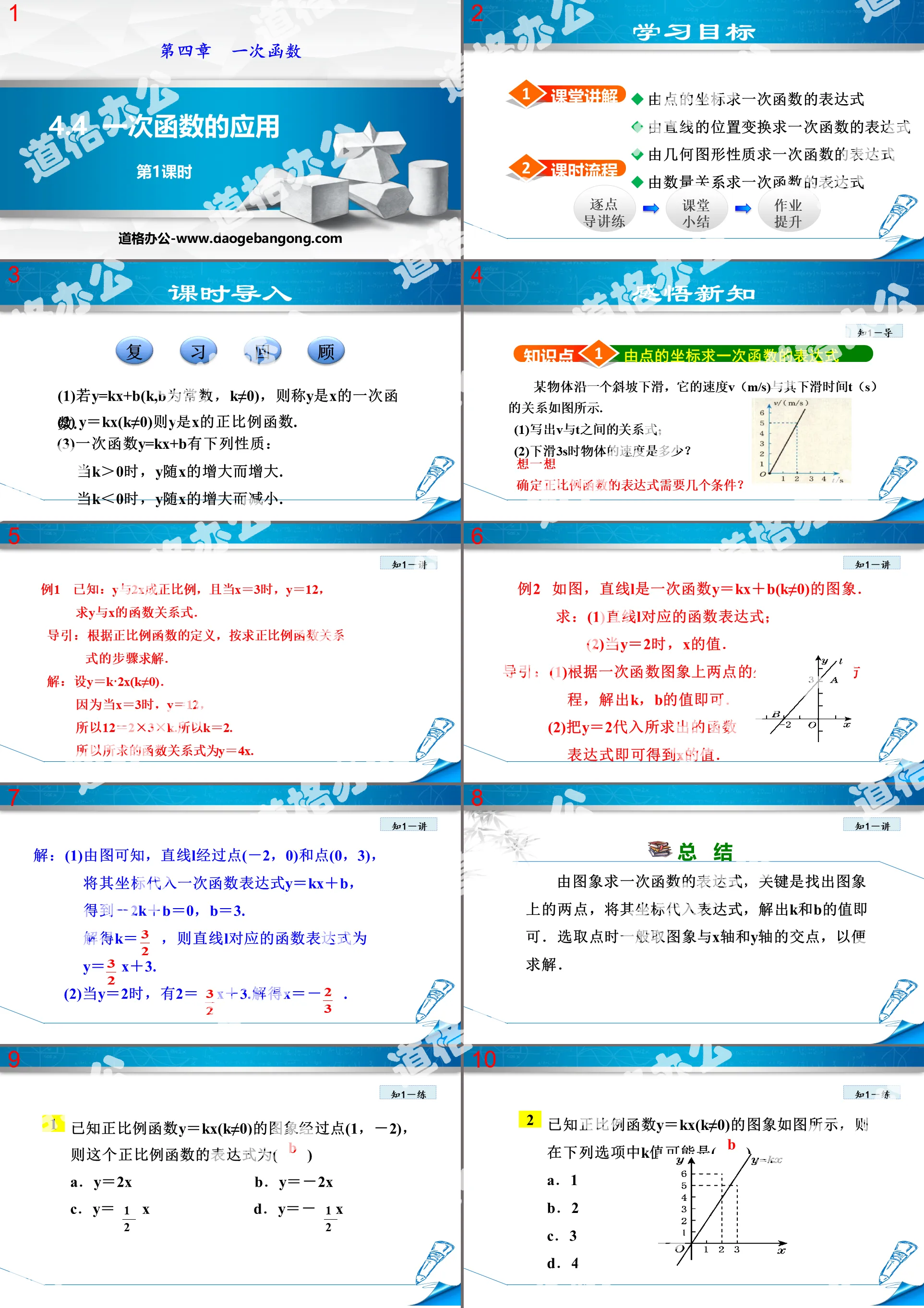 "Application of linear function" PPT courseware of linear function (Lesson 1)