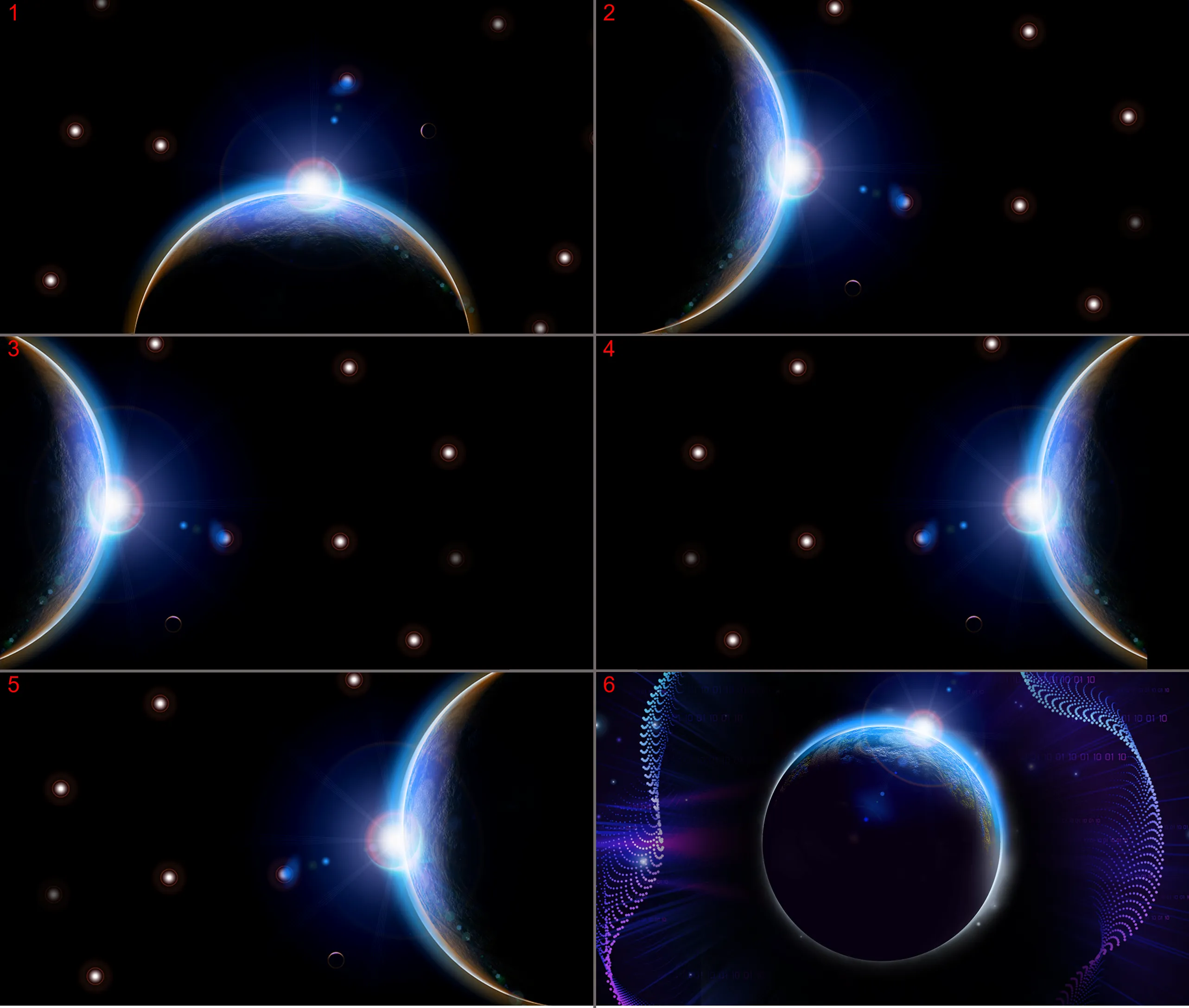 Six images d'arrière-plan PPT de la planète univers