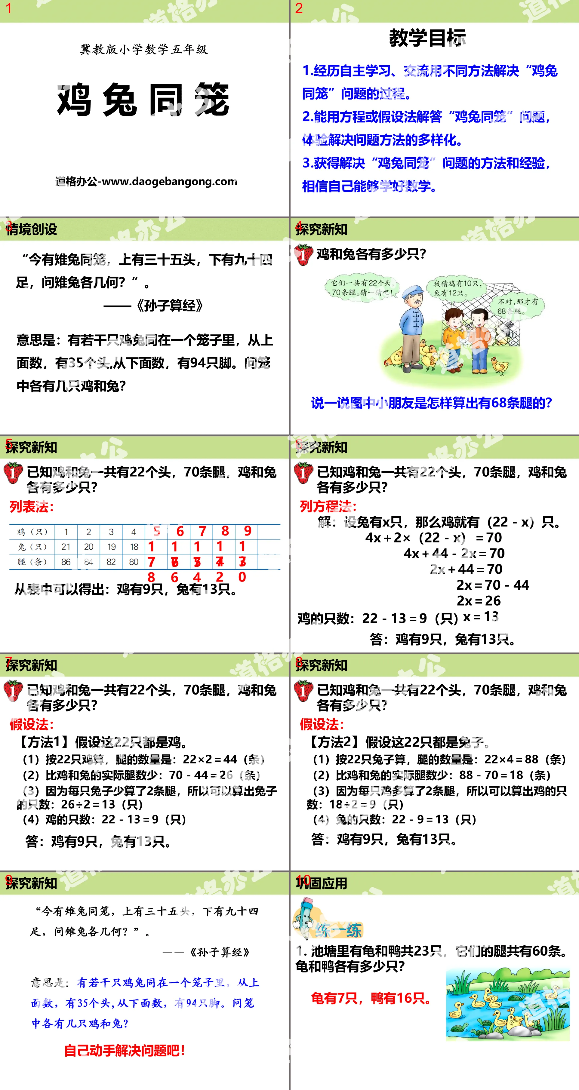 《鸡兔同笼》探索乐园PPT课件
