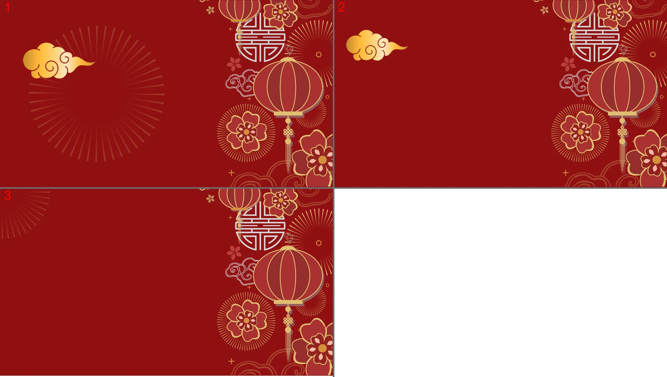 Exquisite classical lantern flowers New Year PPT background picture