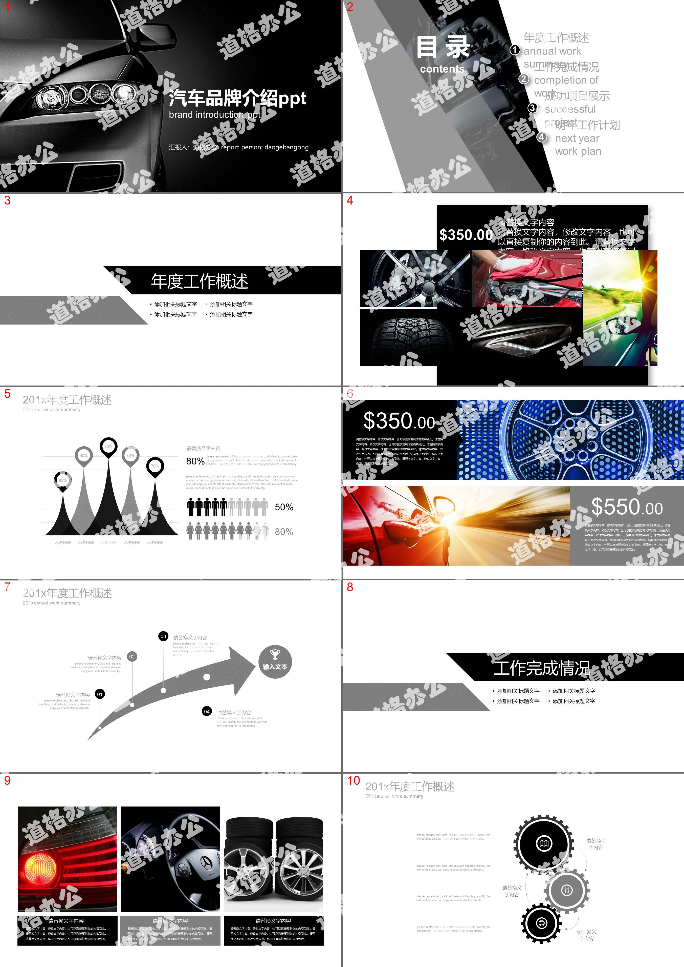 Black and white automobile industry PPT template