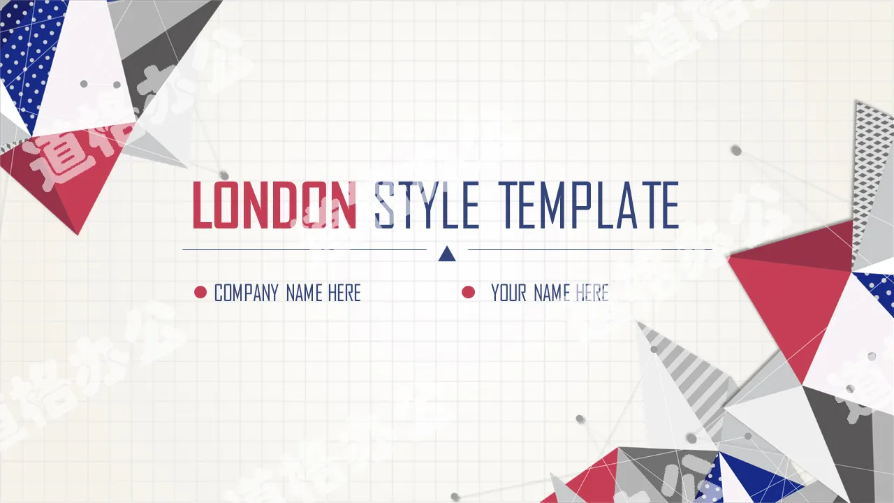 Retro British color matching polygonal background PPT template