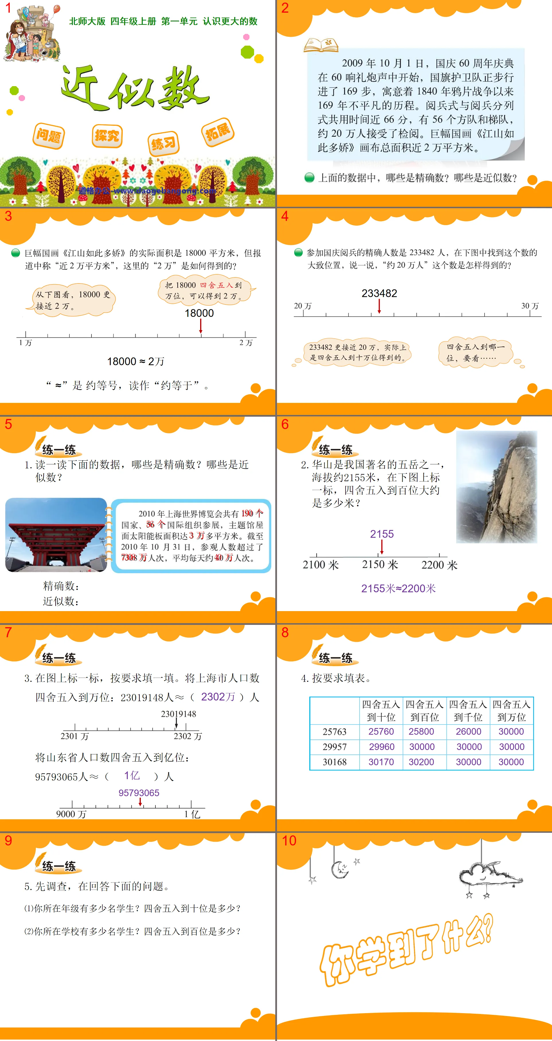 "Approximate Numbers" Understanding Bigger Numbers PPT Courseware