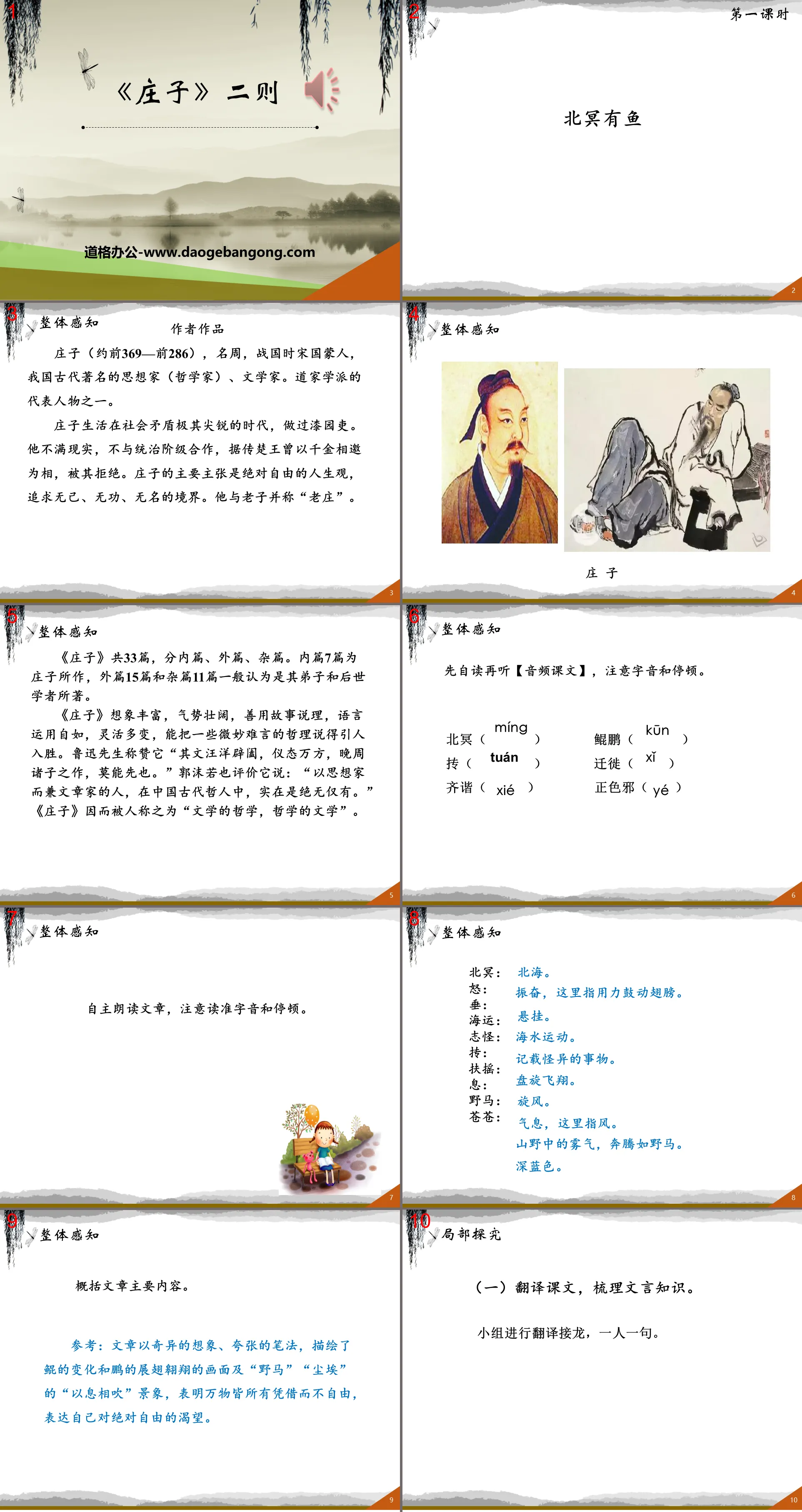 Two PPT coursewares on "Zhuangzi"