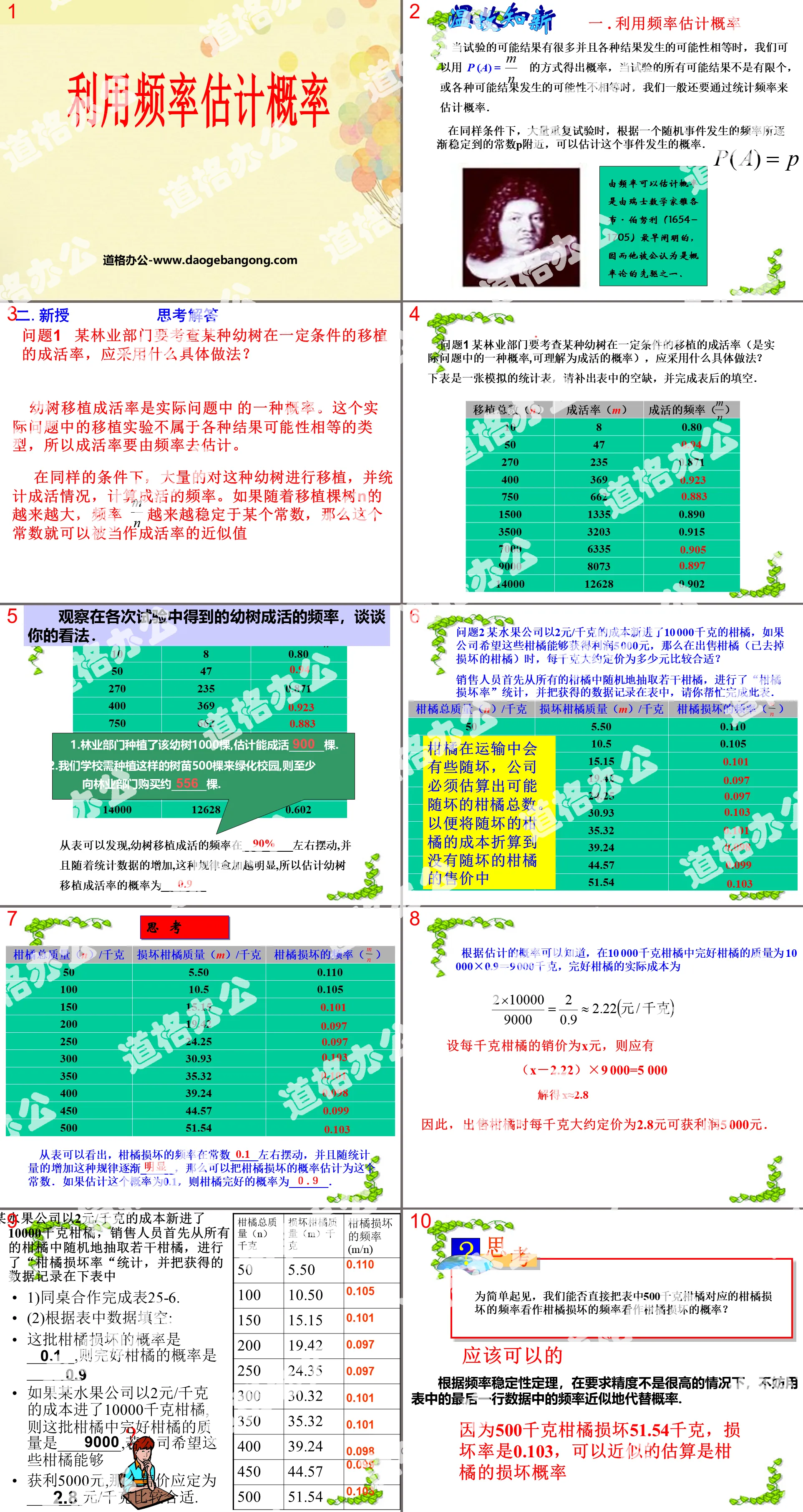 《利用頻率估計機率》機率初步PPT課程2