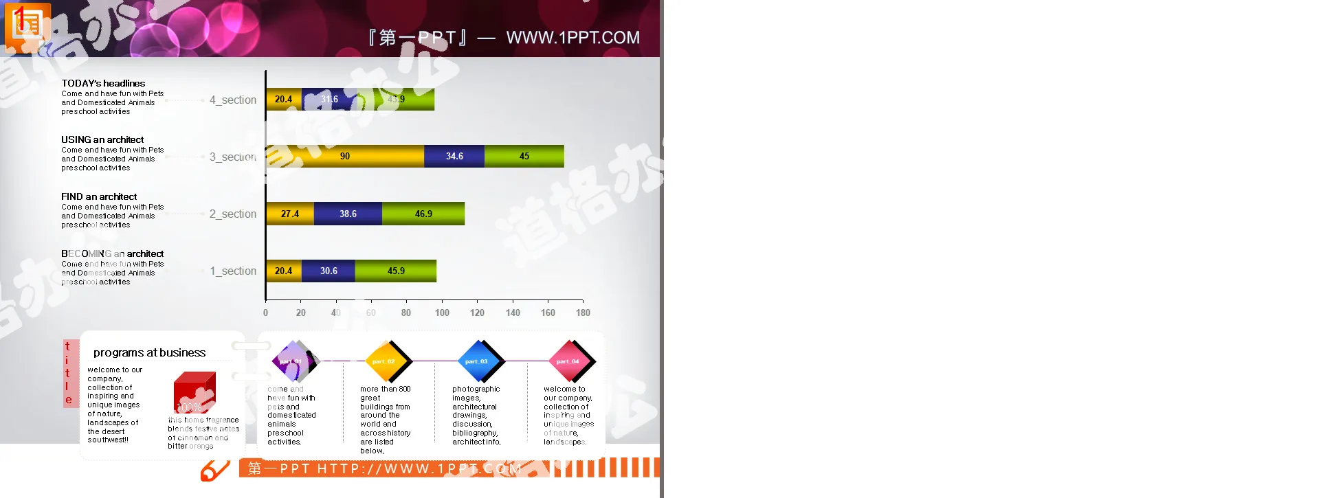 A segmented style data analysis PPT chart template