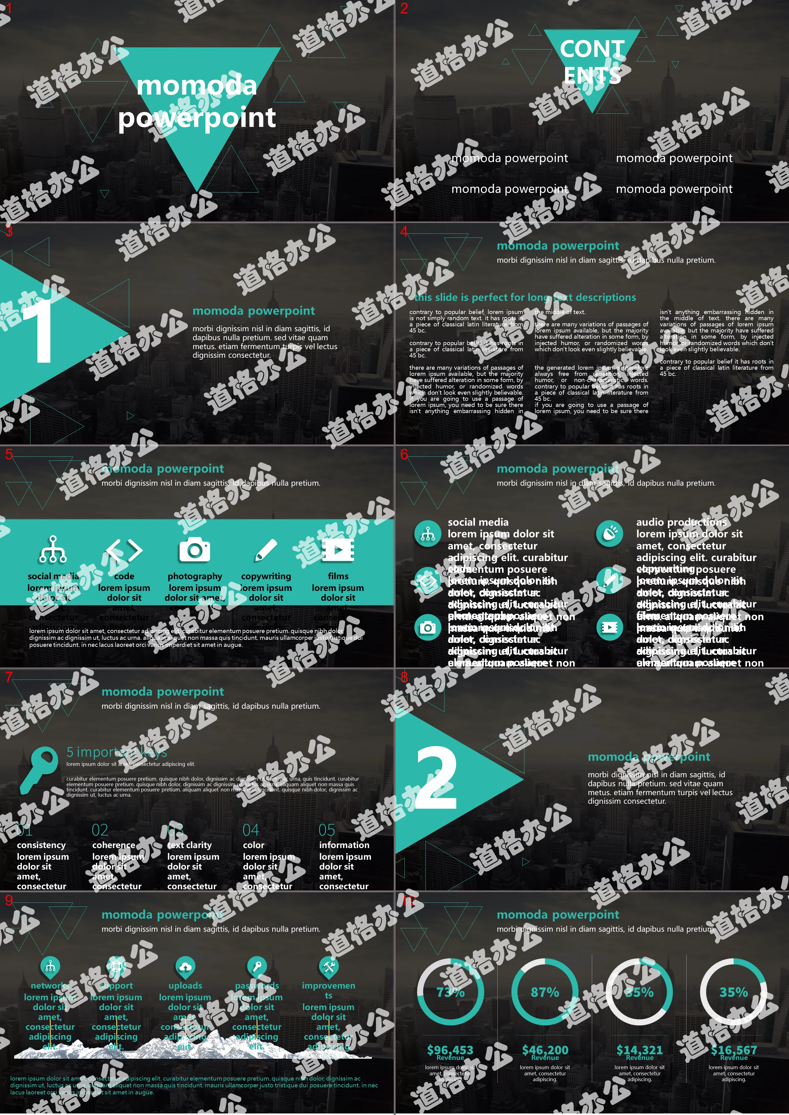 European and American green flat slide template free download