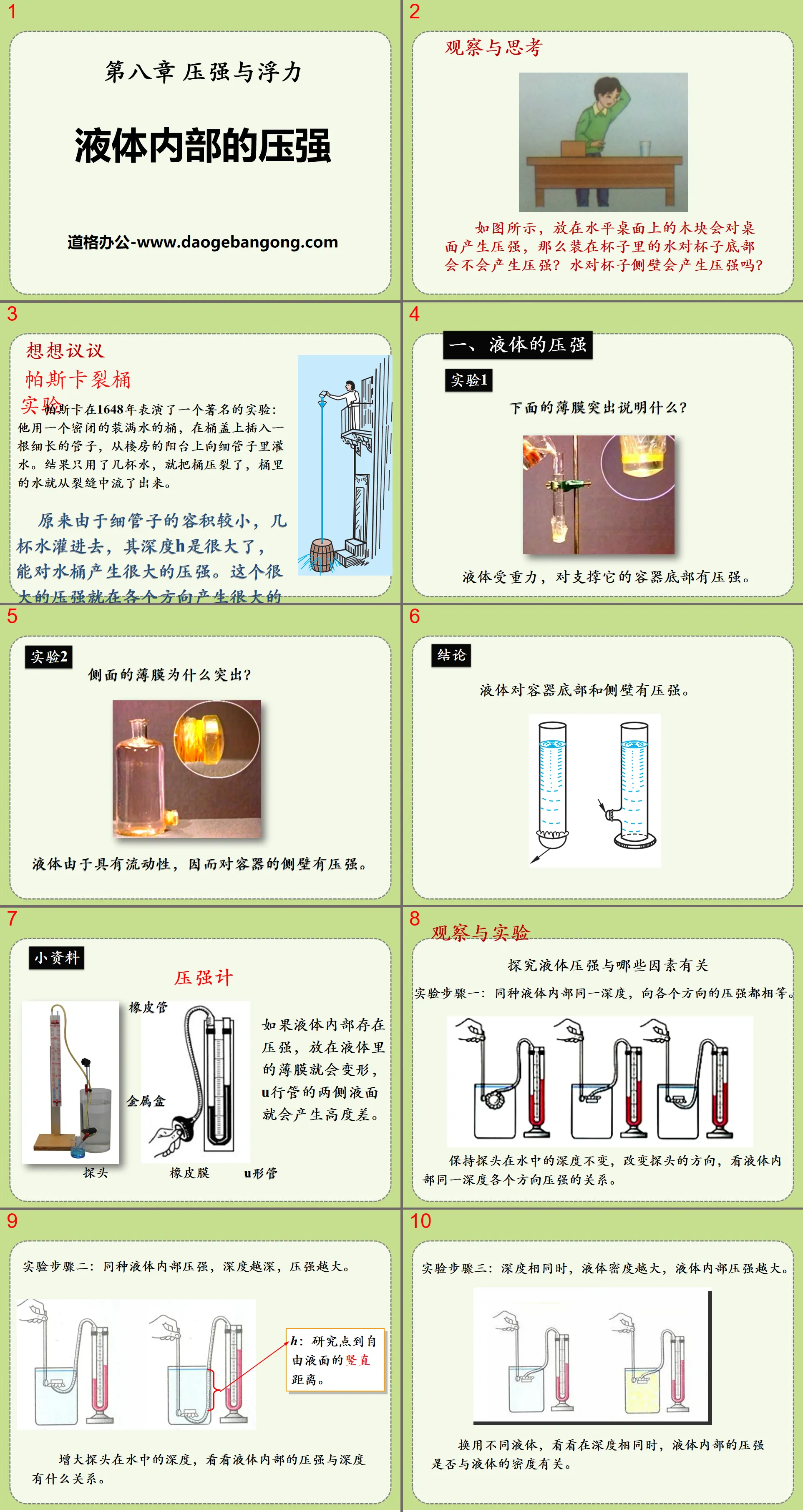 《液体内部的压强》压强与浮力PPT课件
