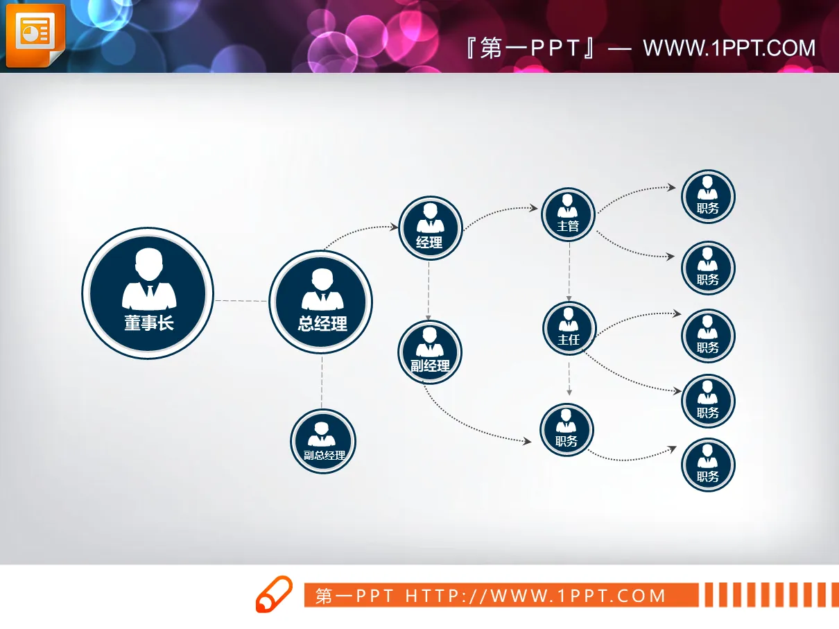 18 blue organizational chart PPT charts