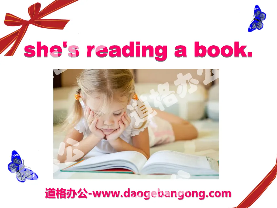《She's reading a book》PPT课件3
