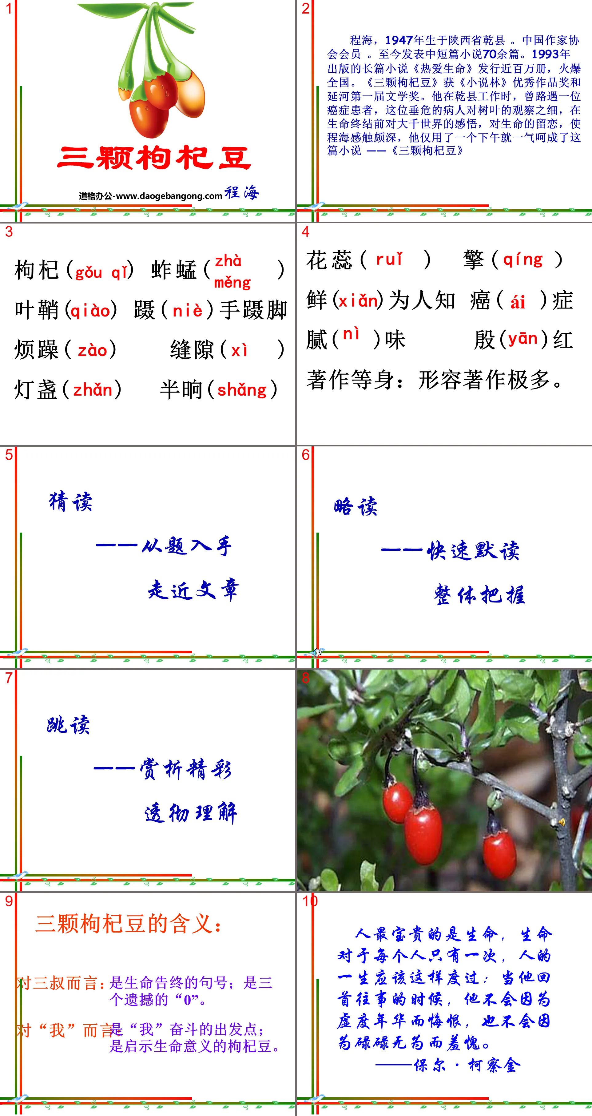 "Three Goji Beans" PPT Courseware 4