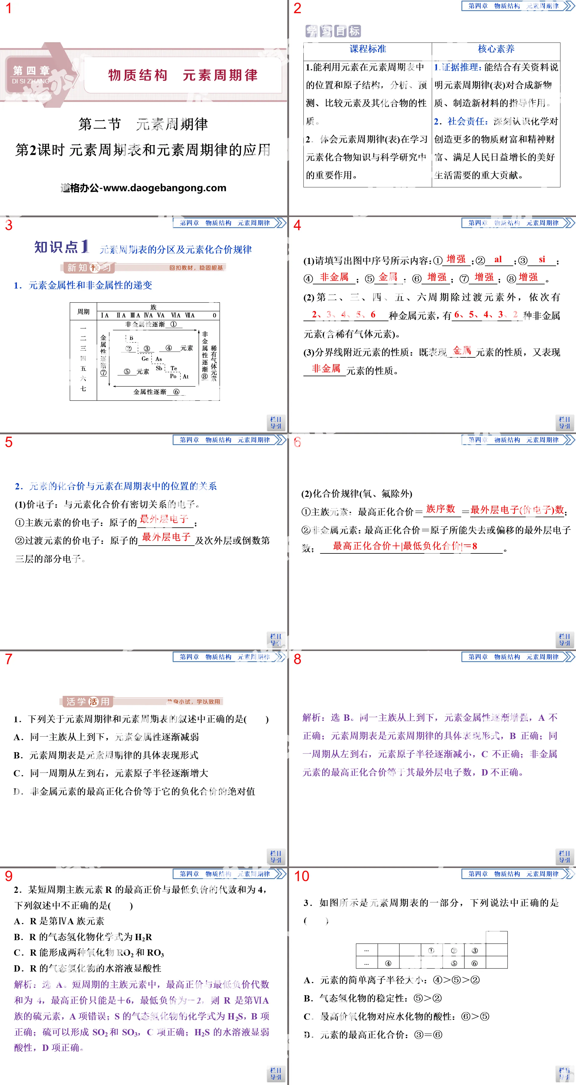 《元素周期律》物质结构元素周期律PPT(第2课时元素周期表和元素周期律的应用)
