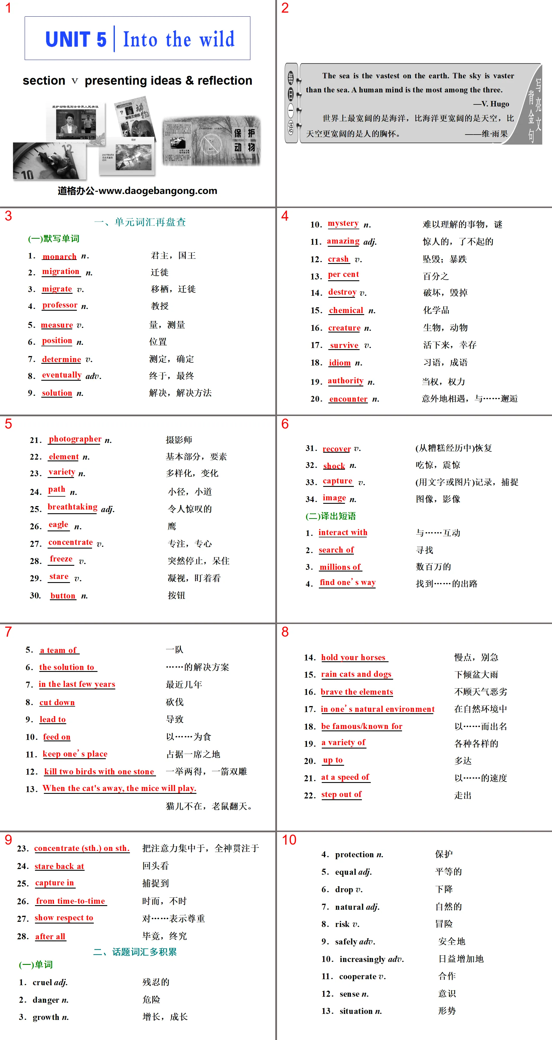 "Into the wild" Section V PPT courseware