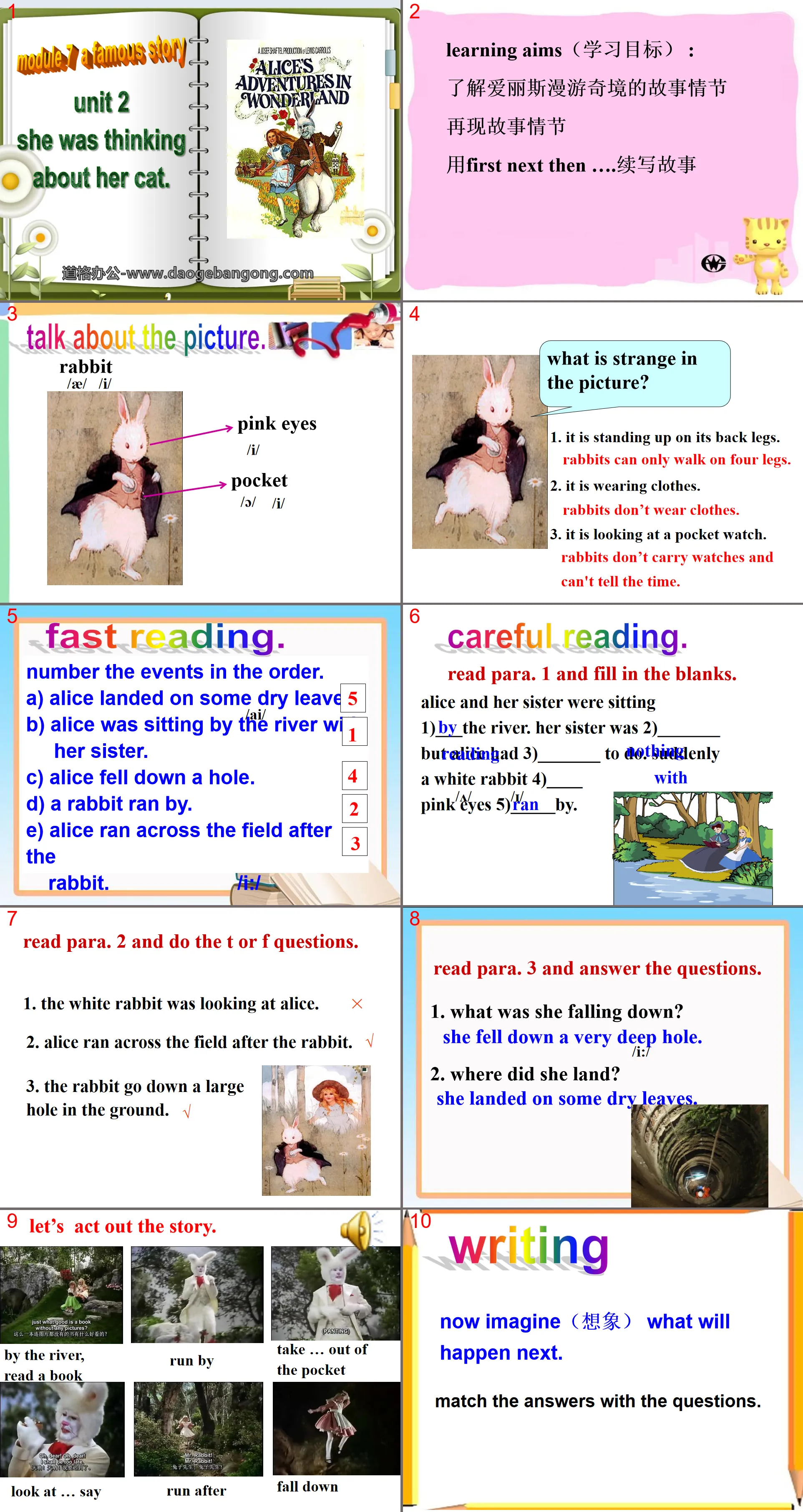 "She was thinking about her cat" A famous story PPT courseware