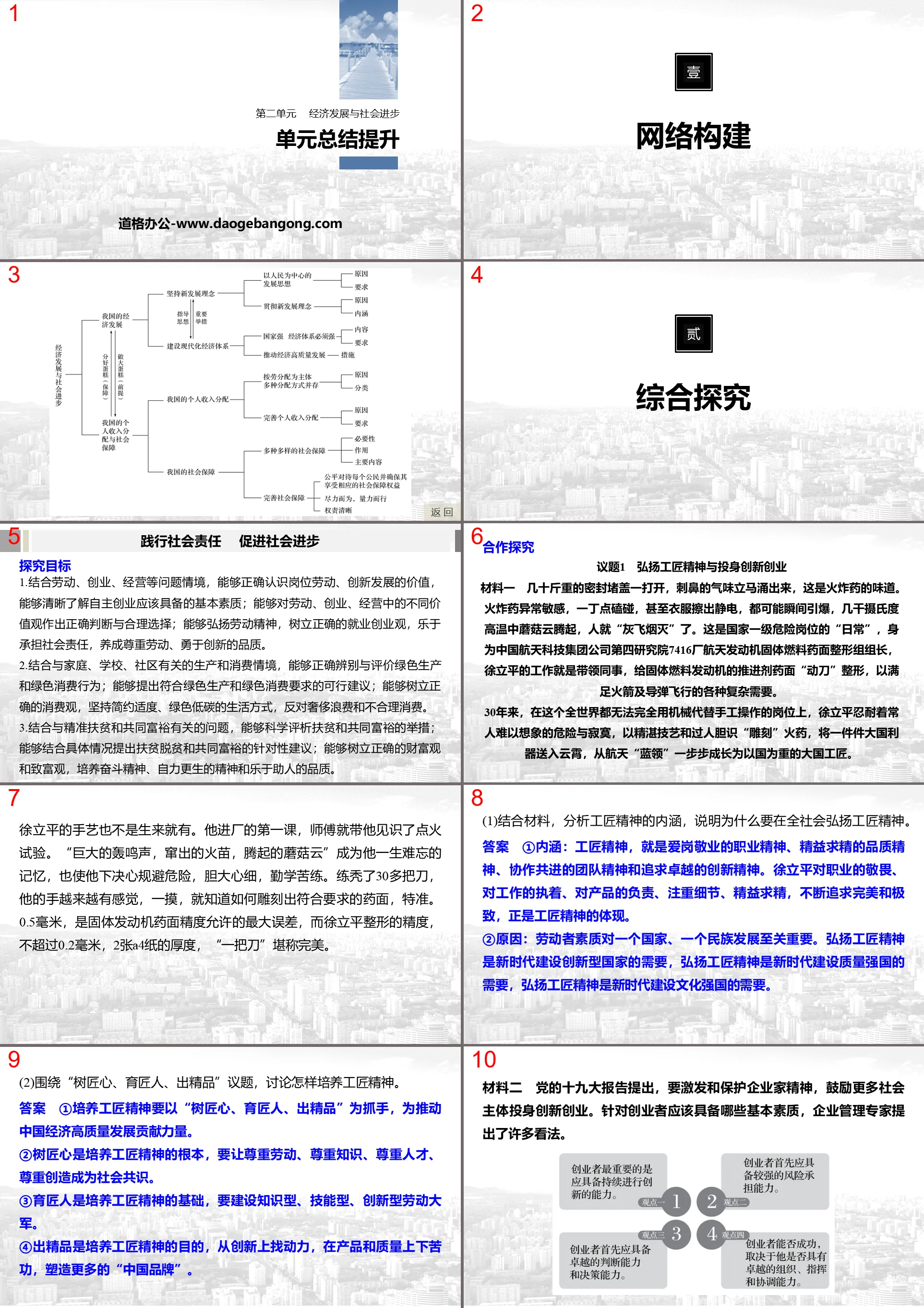 《单元总结提升》经济发展与社会进步PPT