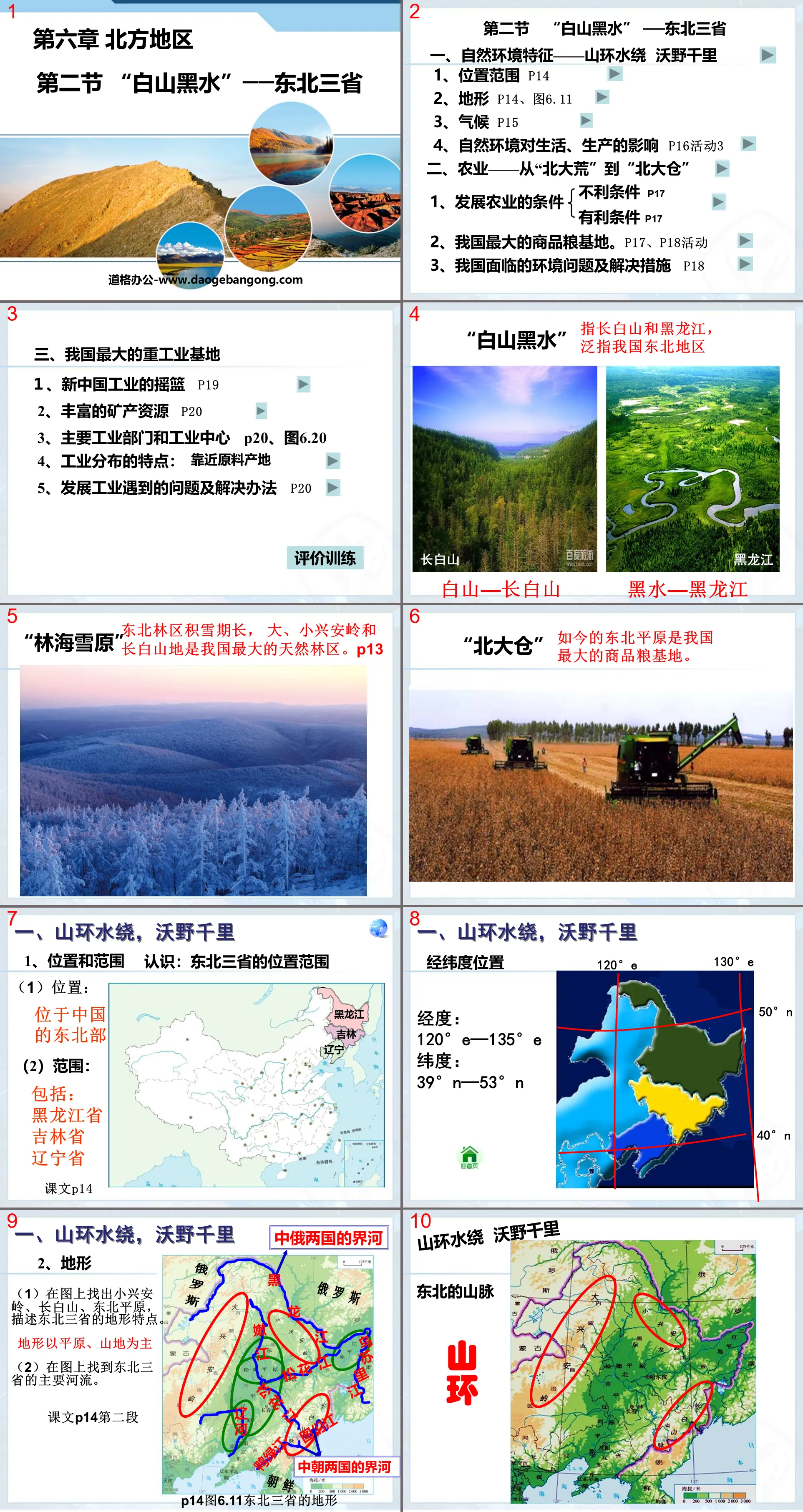 "The three northeastern provinces of Baishan and Heishui" PPT courseware for the northern region