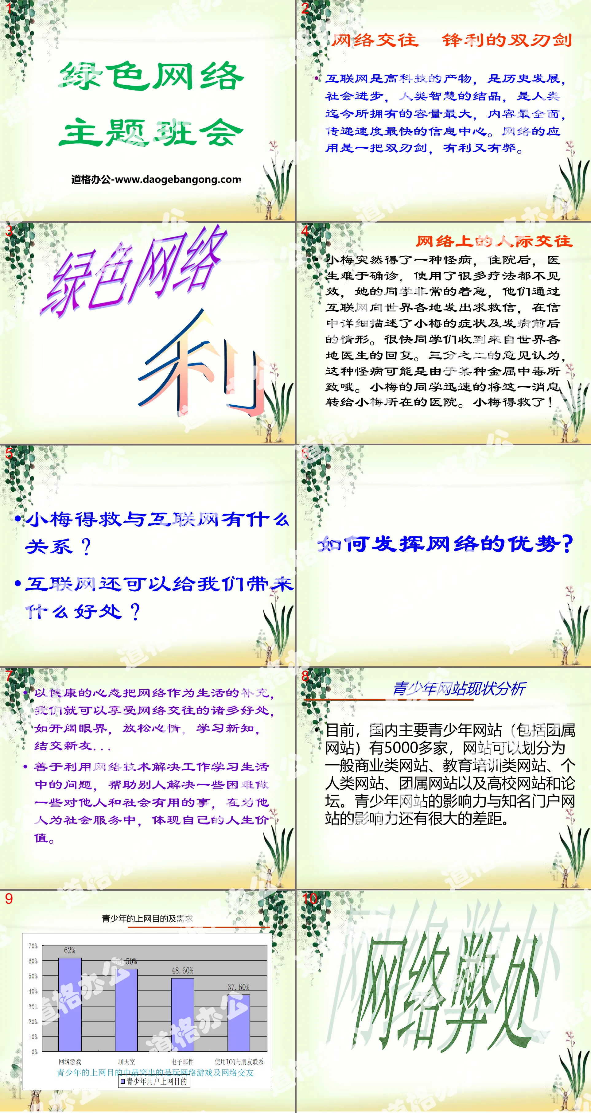 《绿色网络主题班会》PPT
