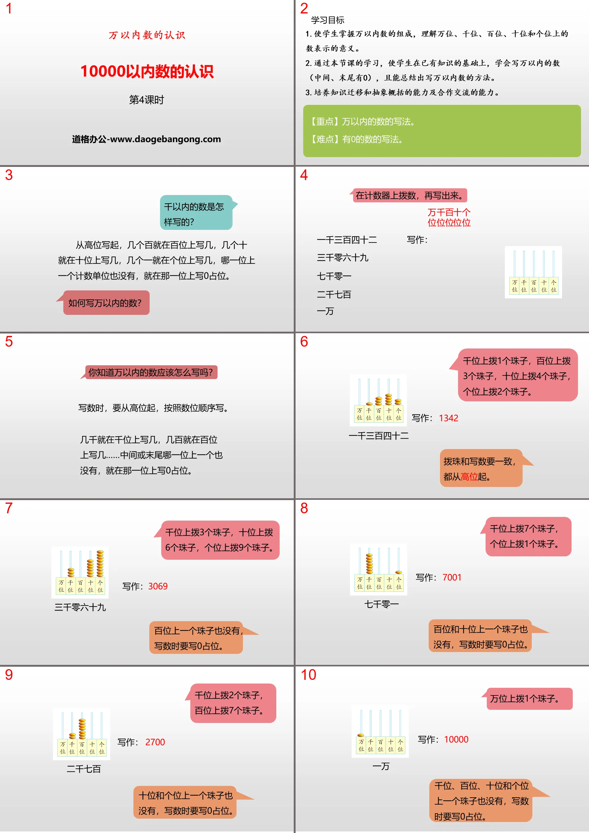 《10000以內數的認識》萬以內數的認識PPT(第4課時)