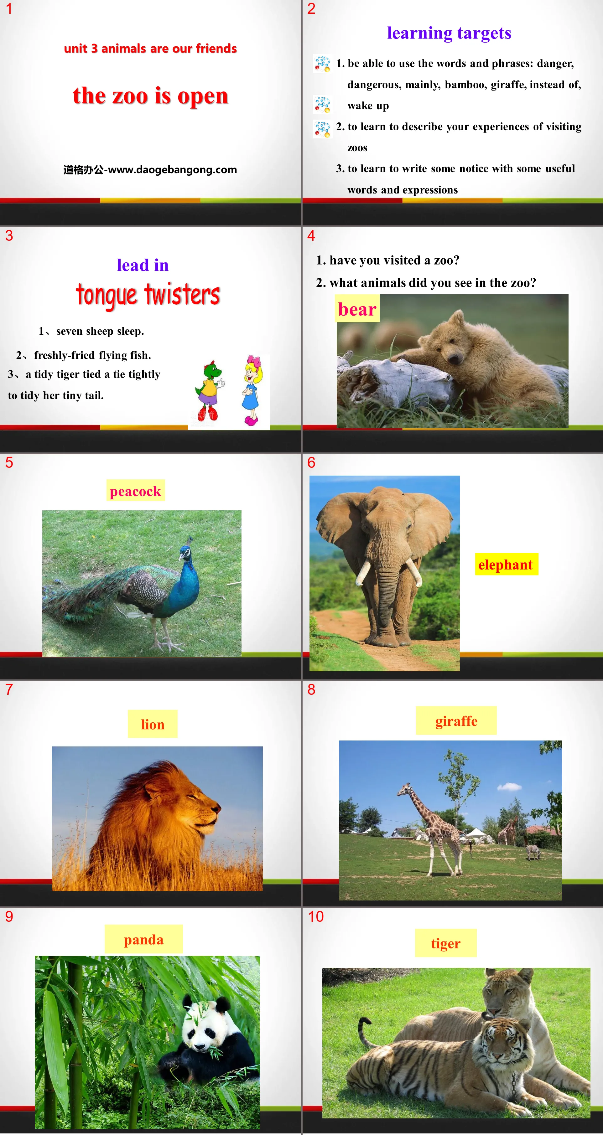 "The Zoo Is Open" Animals Are Our Friends PPT courseware download