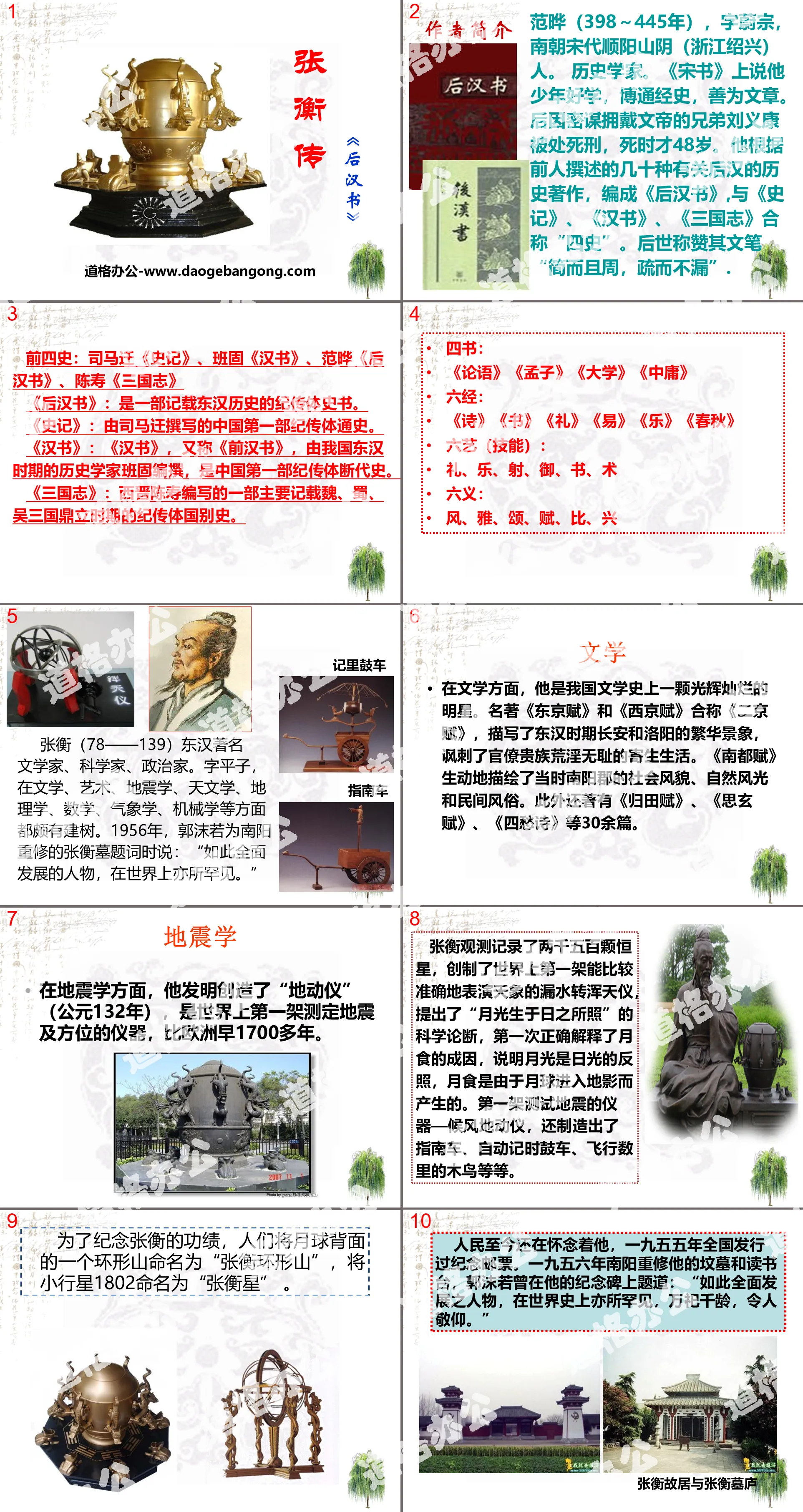 "The Biography of Zhang Heng" PPT courseware