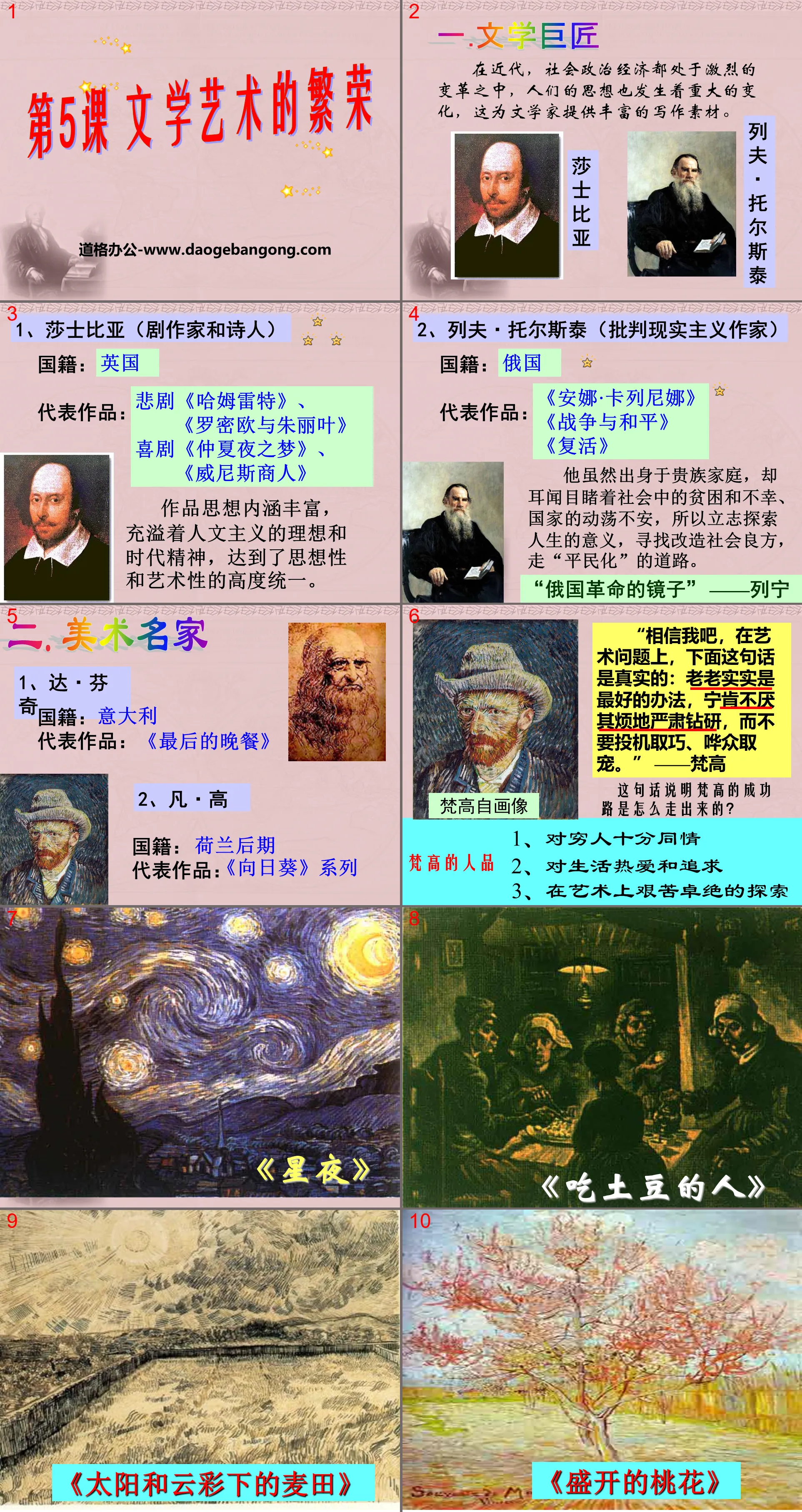 《文學藝術的繁榮》近代科學與思想文化PPT課件2