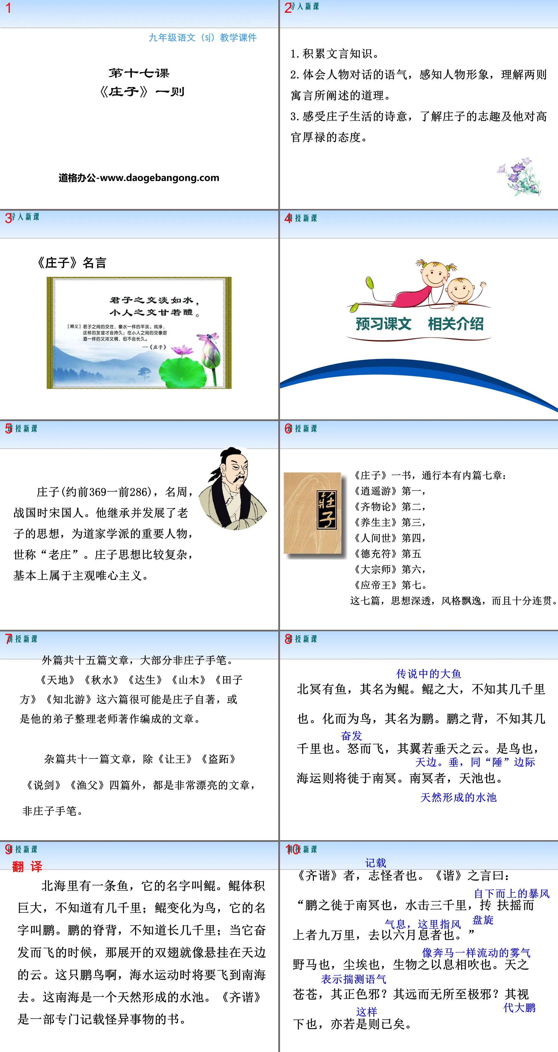 A PPT courseware for "Zhuangzi"