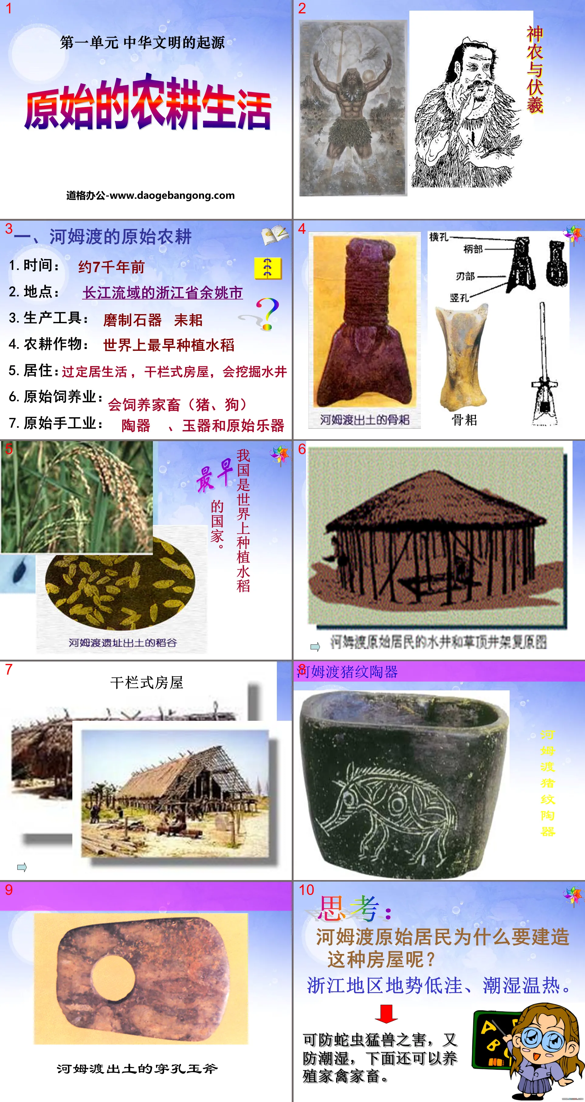 "Primitive Farming Life" The Origin of Chinese Civilization PPT Courseware 5