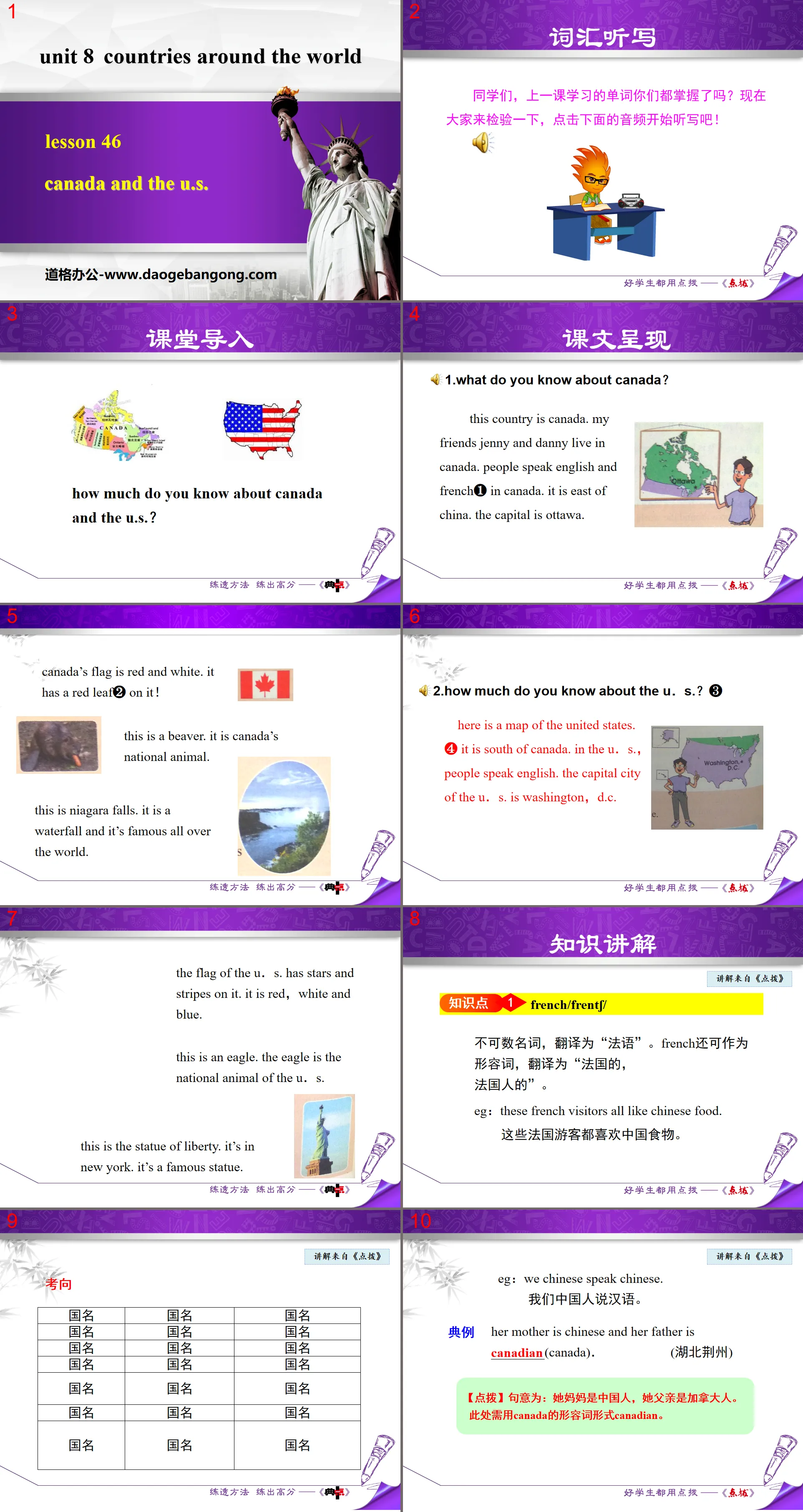 《Canada and the U.S.》Countries around the World PPT下载
