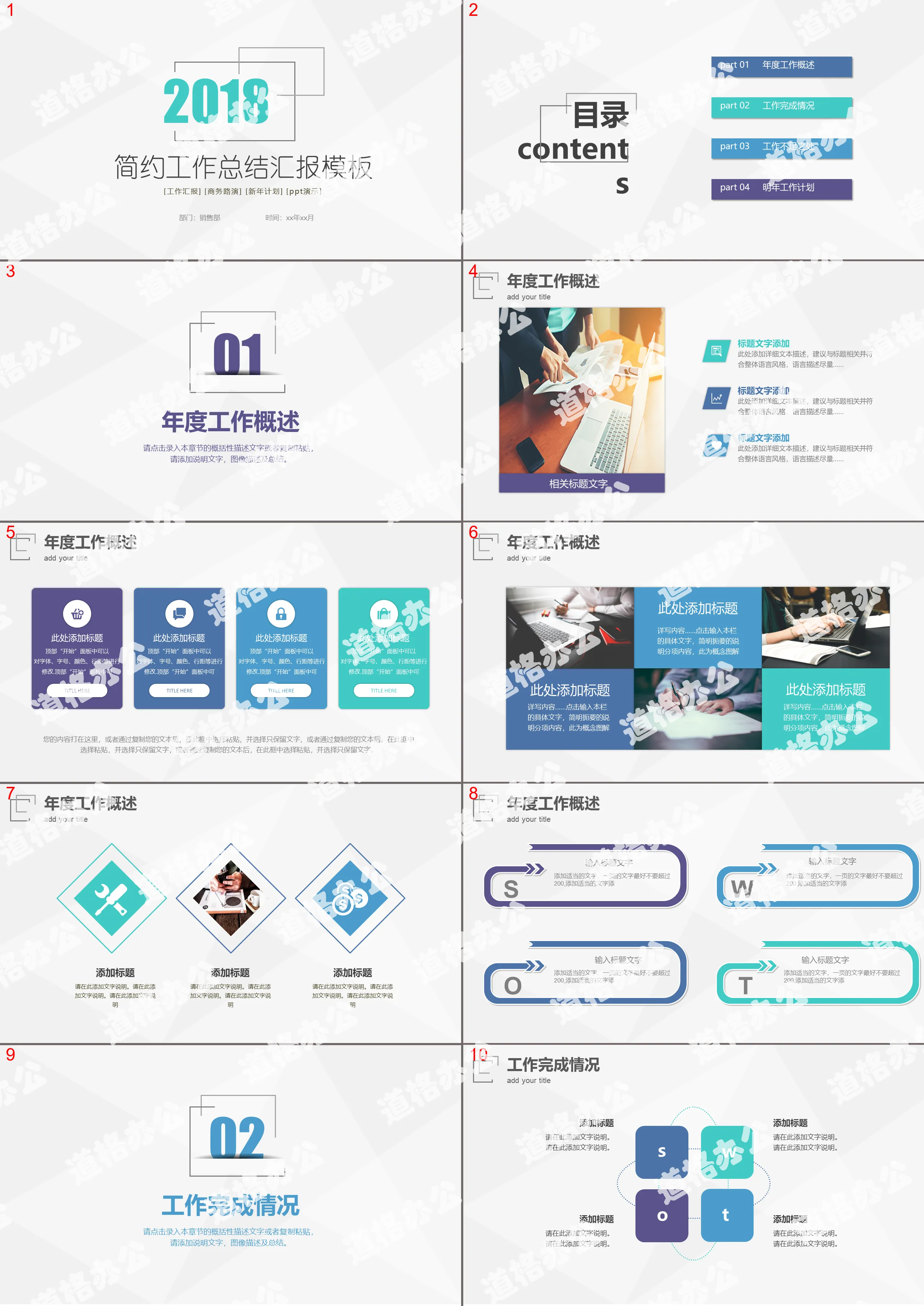 Modèle PPT de rapport de synthèse de travail général de style minimaliste