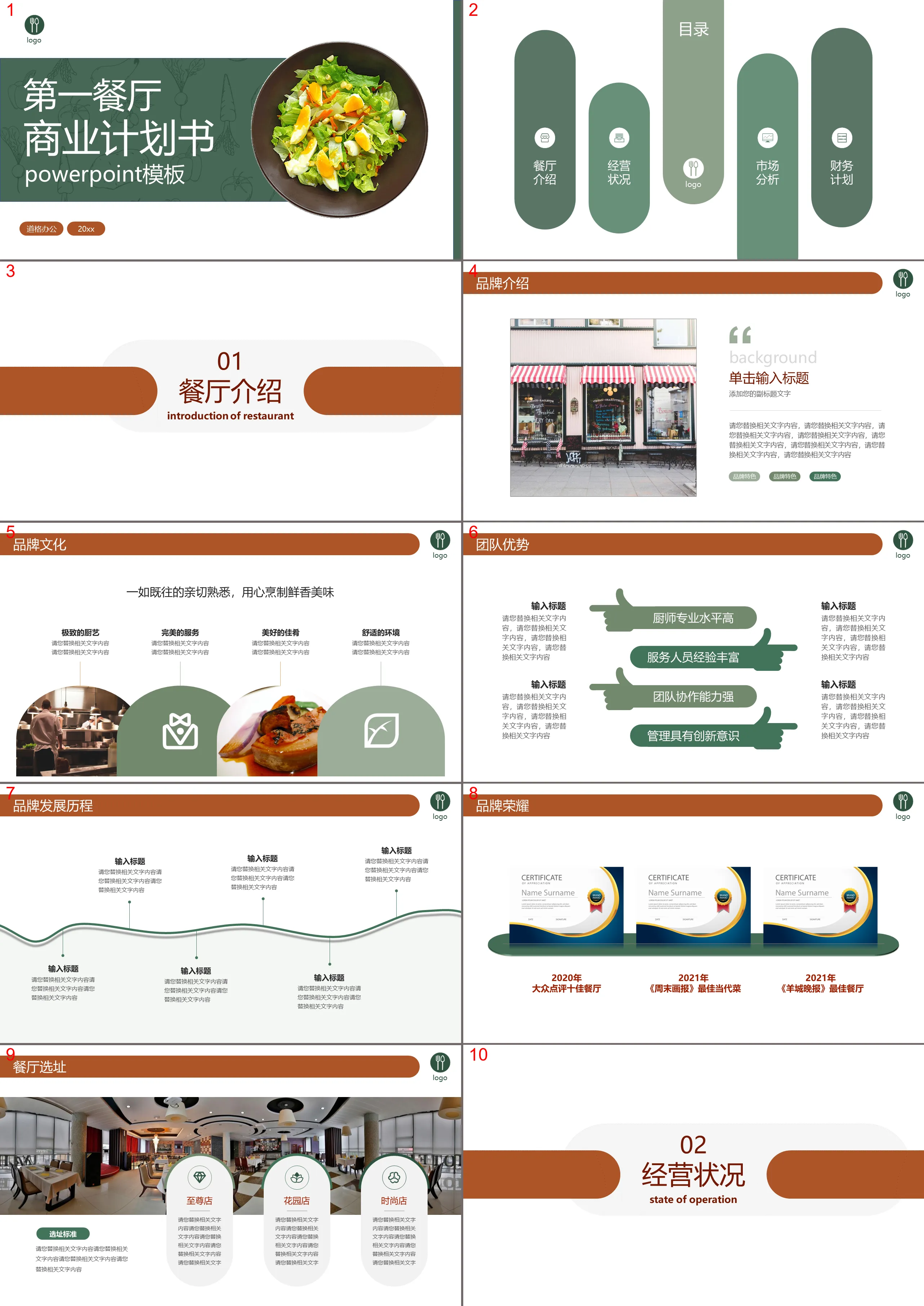 Simple catering restaurant business plan PPT template