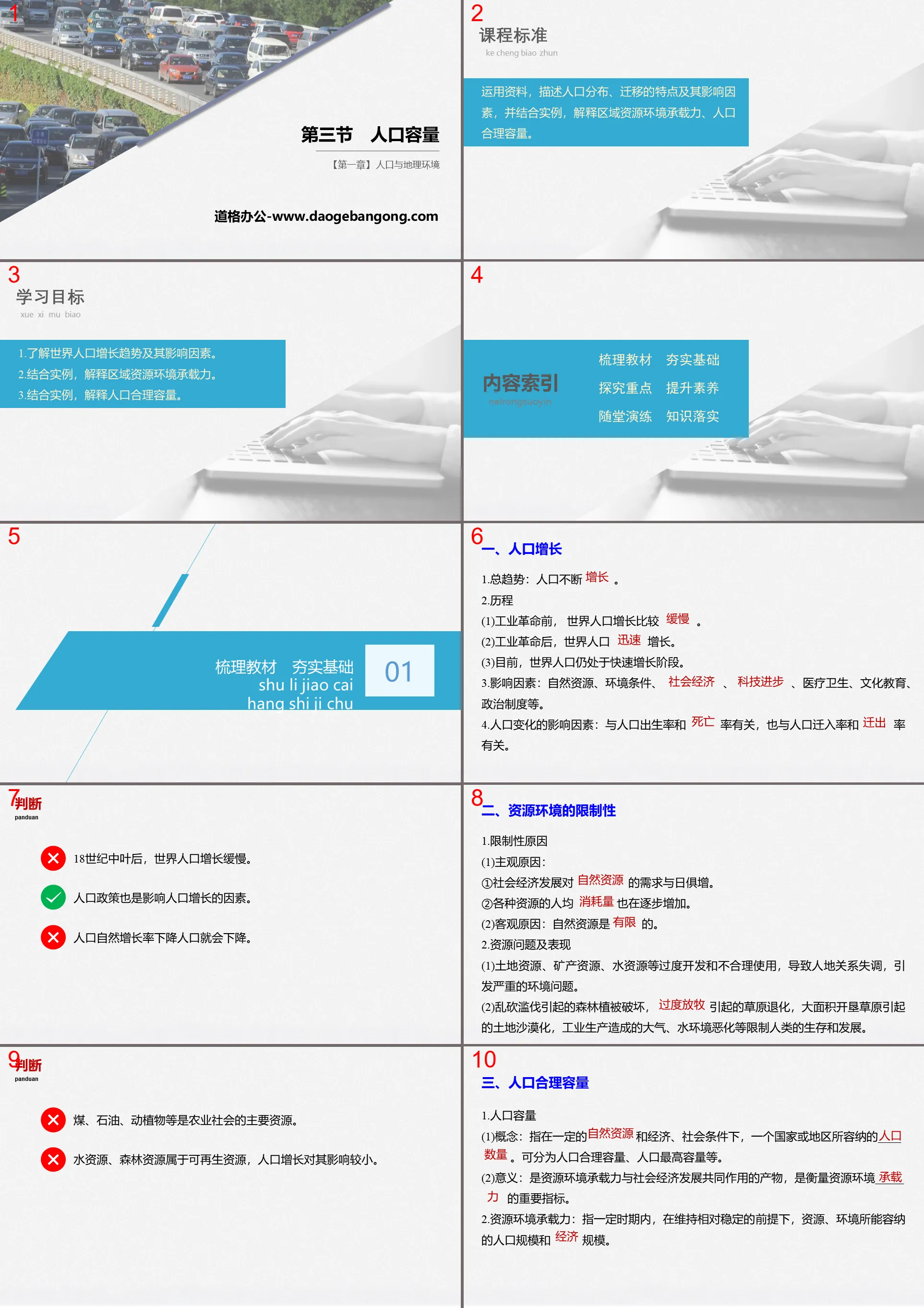 《人口容量》人口與地理環境PPT