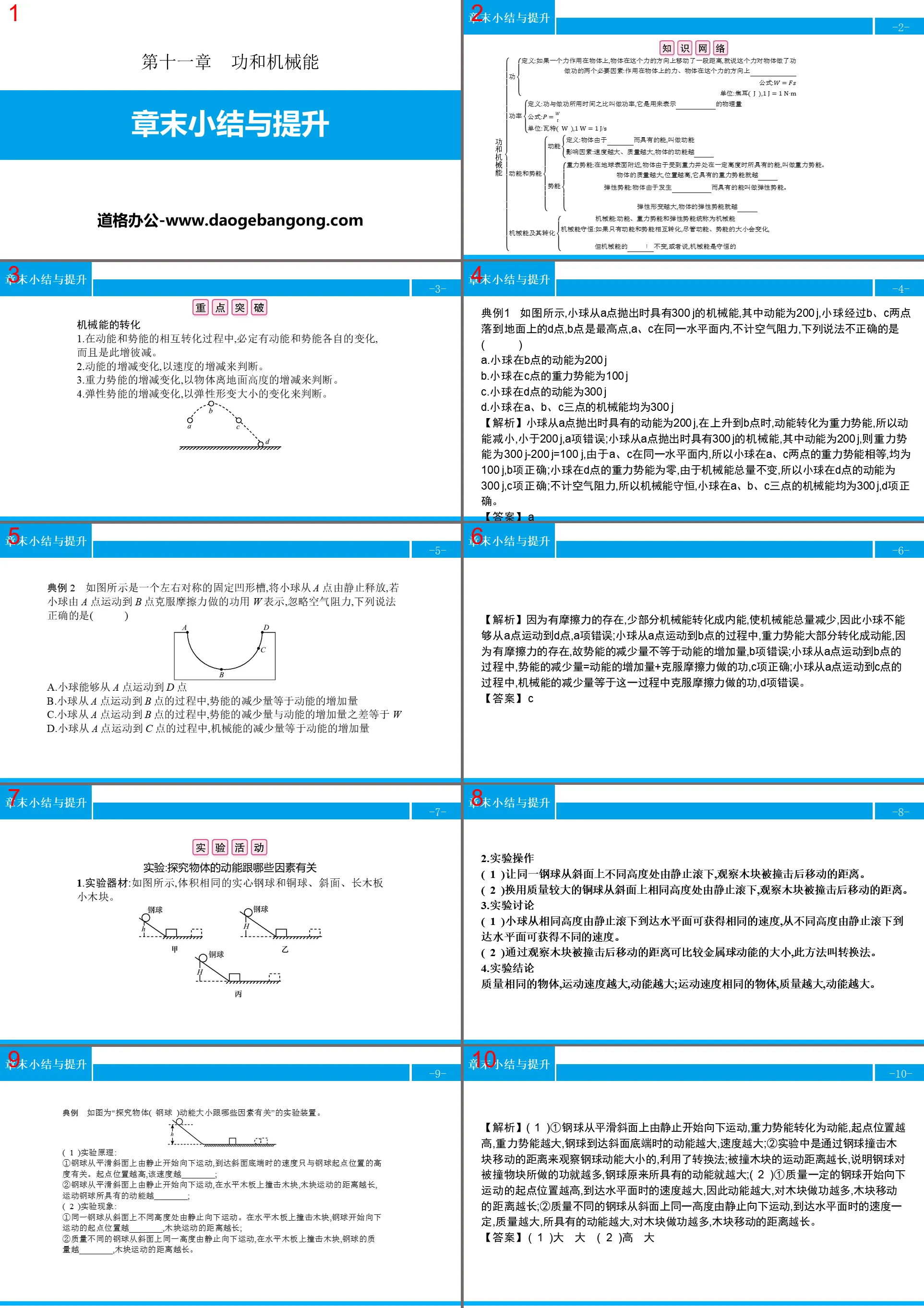 《章末小結與提升》功與機械能PPT