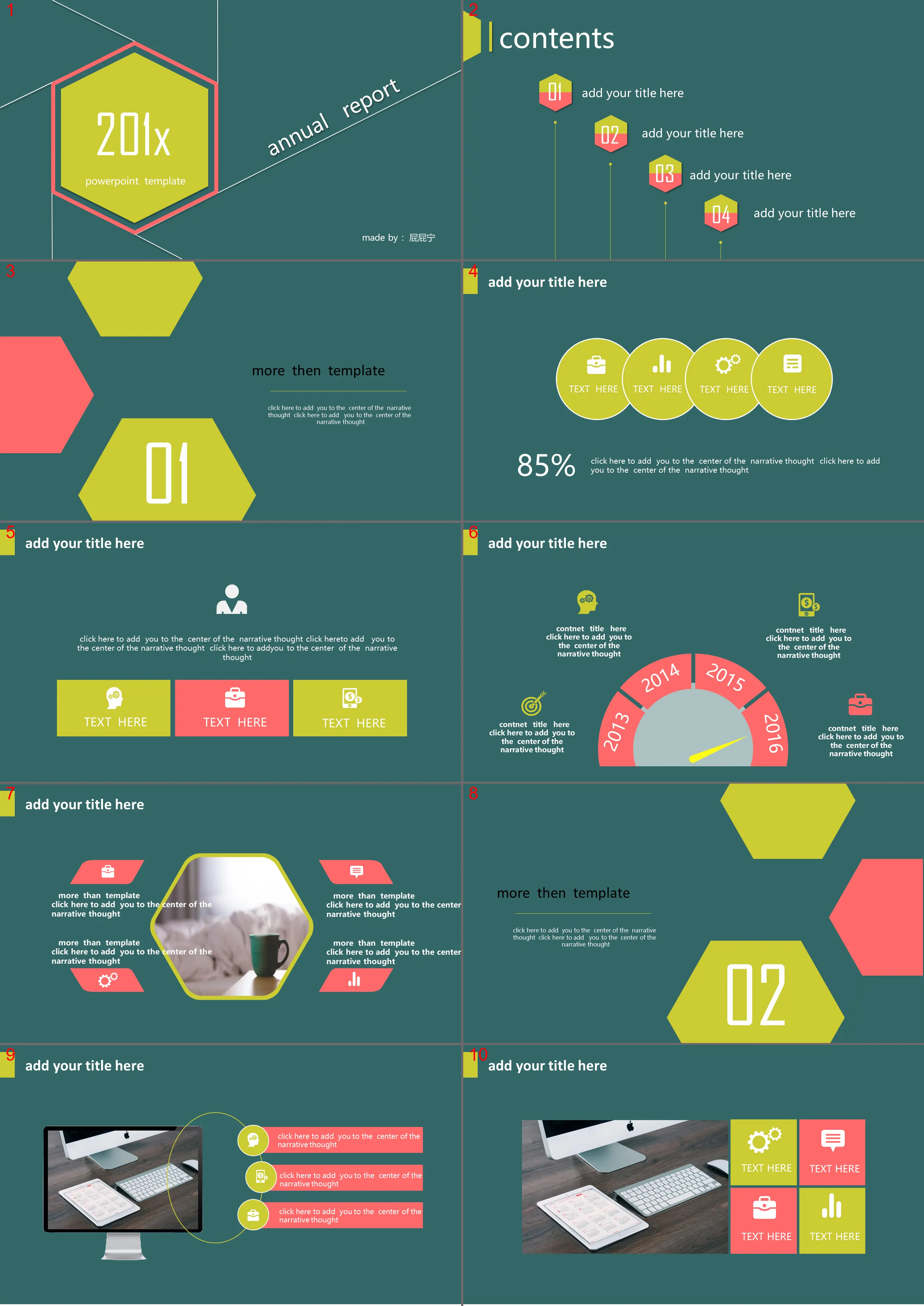 Green Minimalist Flat PowerPoint Template Free Download