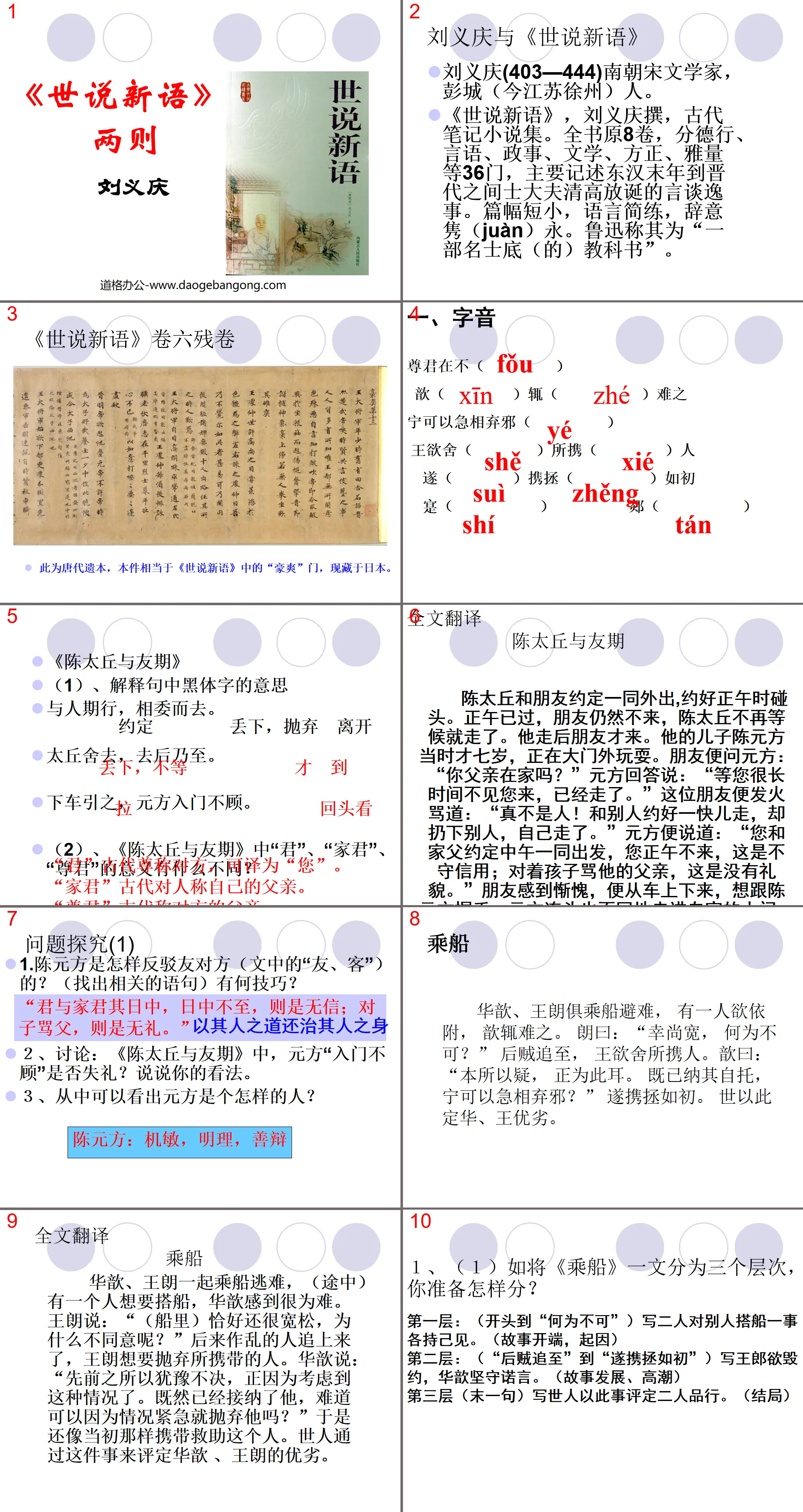 Two PPT coursewares from "Shishuoxinyu"