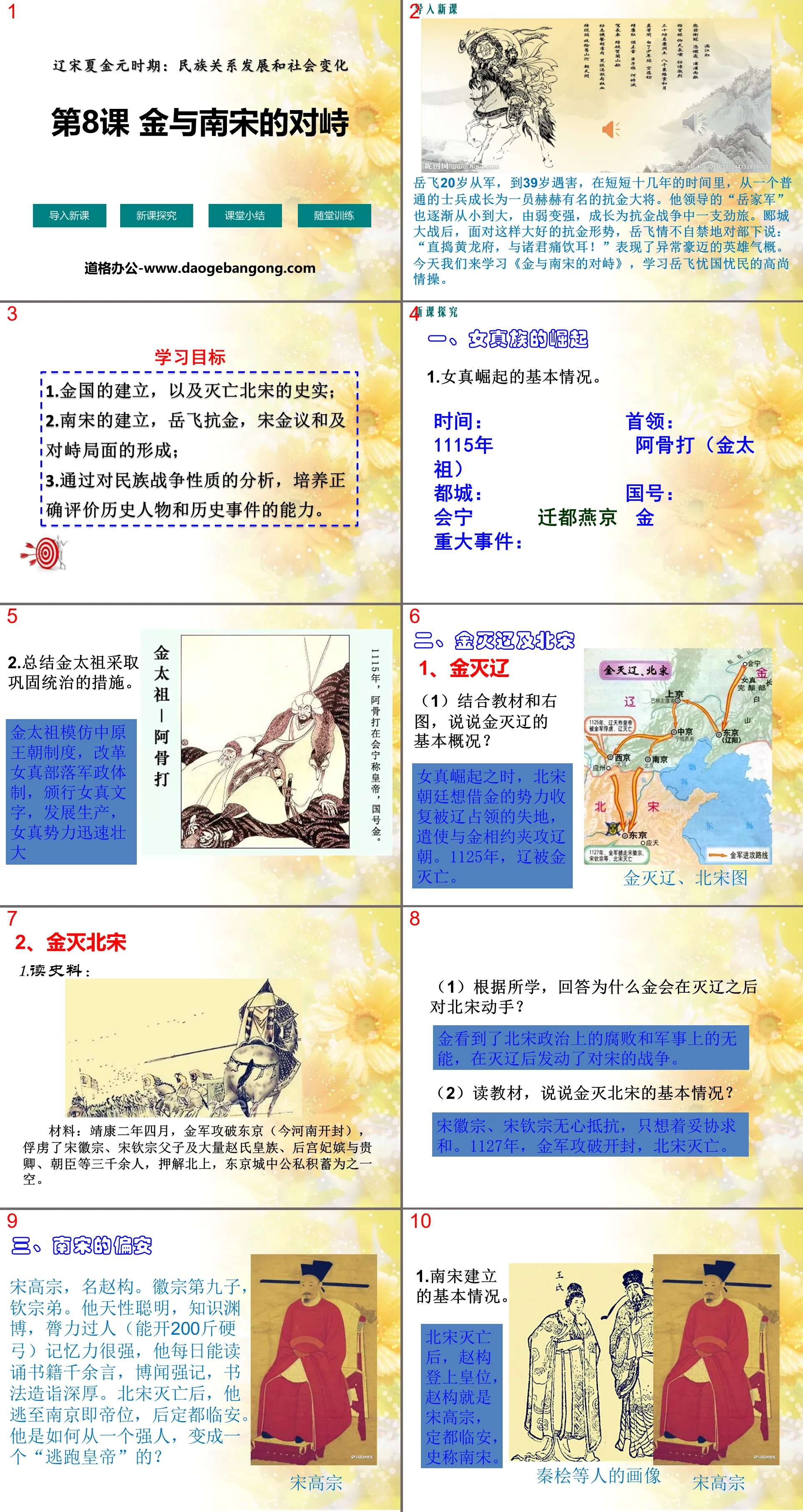 "The Confrontation between the Jin Dynasty and the Southern Song Dynasty" PPT courseware
