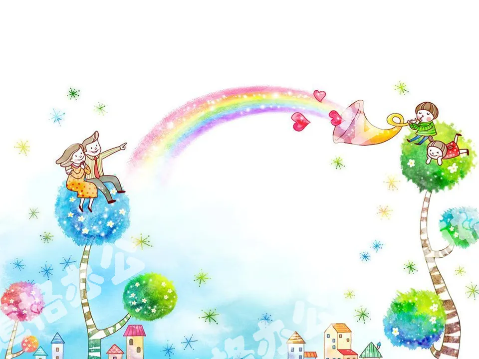 Rainbow windmill Children's Day PPT background picture