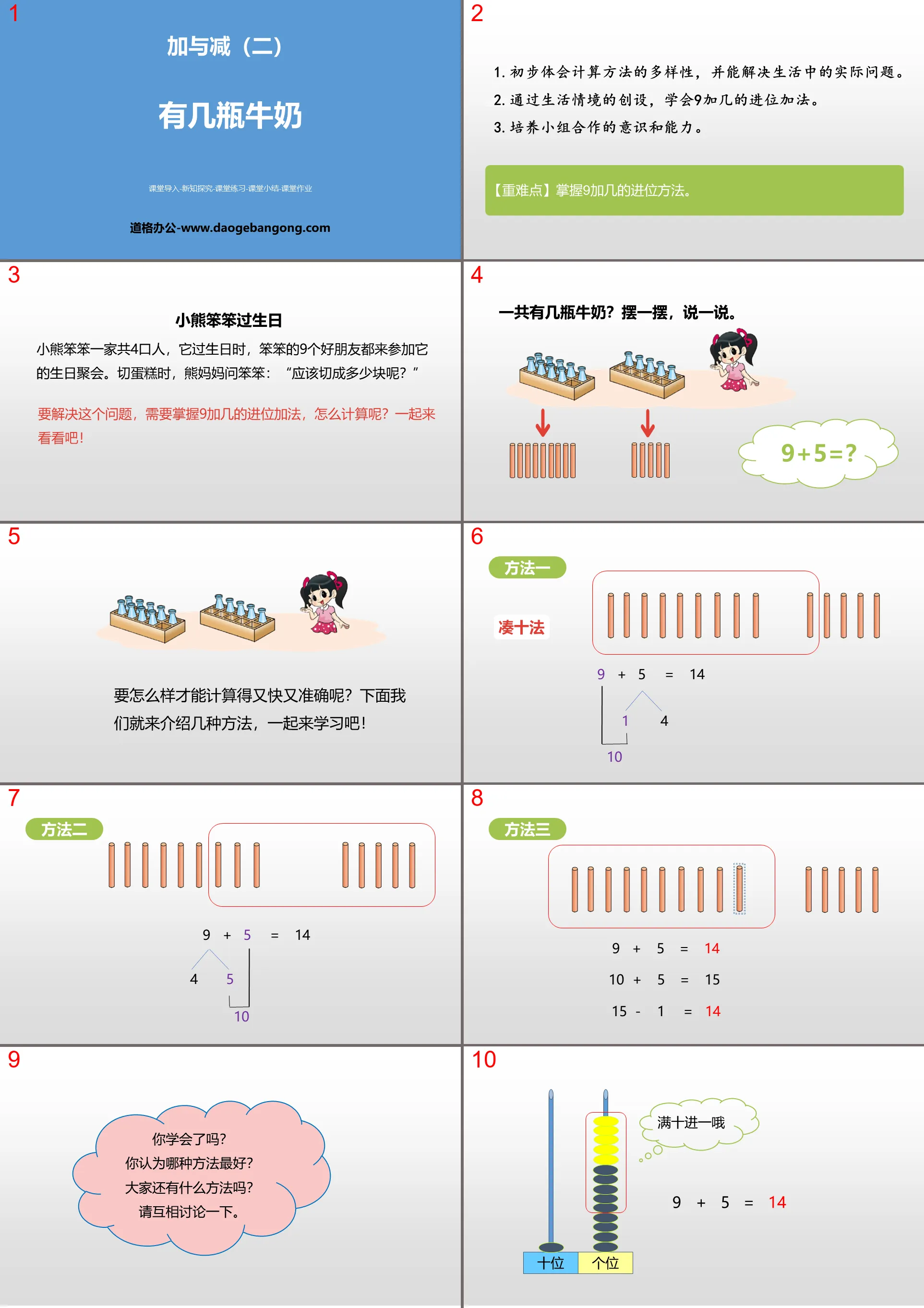 "How Many Bottles of Milk" Addition and Subtraction PPT Download