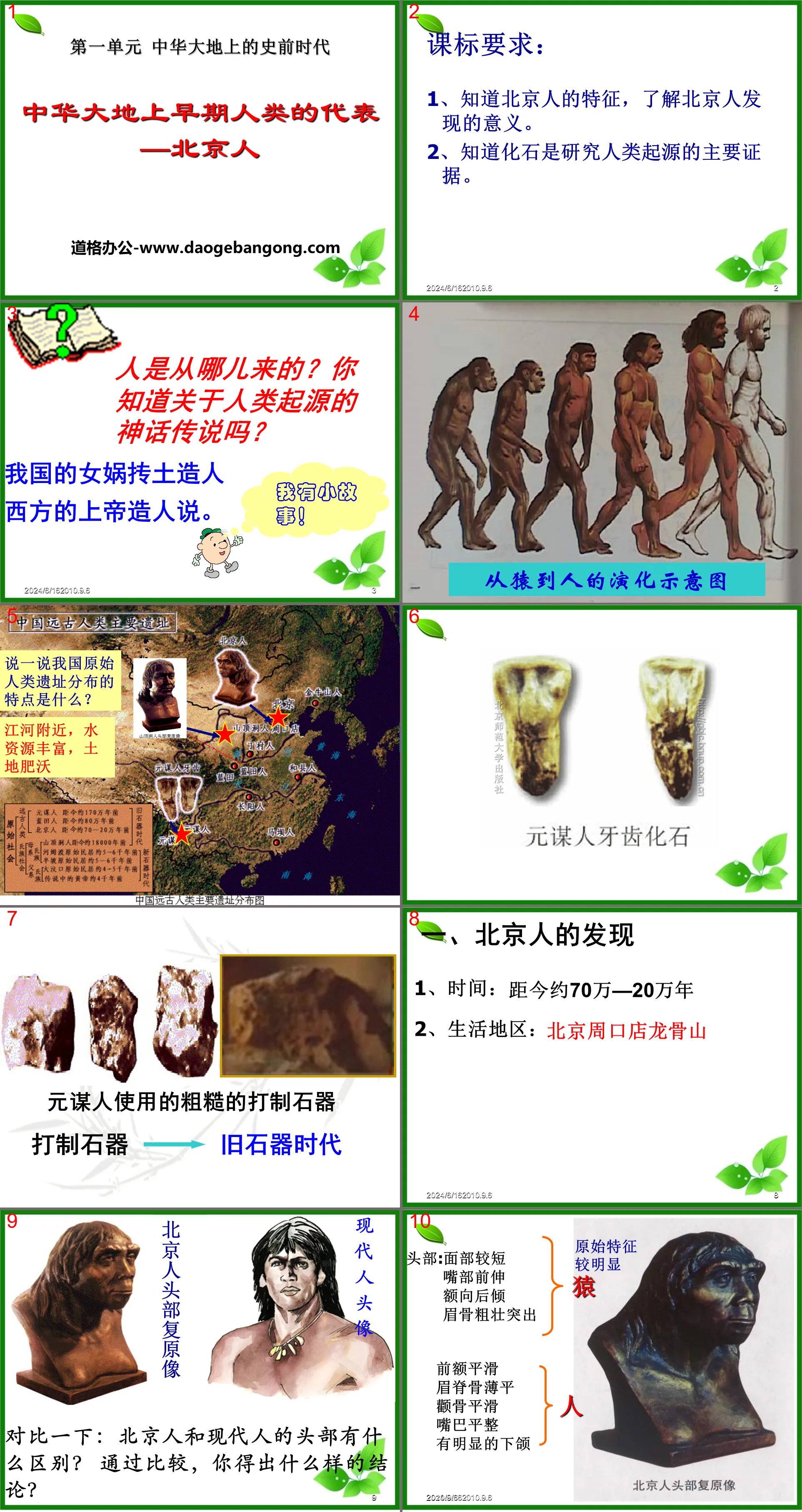 "Representatives of Early Humans in China - Peking Man" Prehistoric Era in China PPT Courseware 2