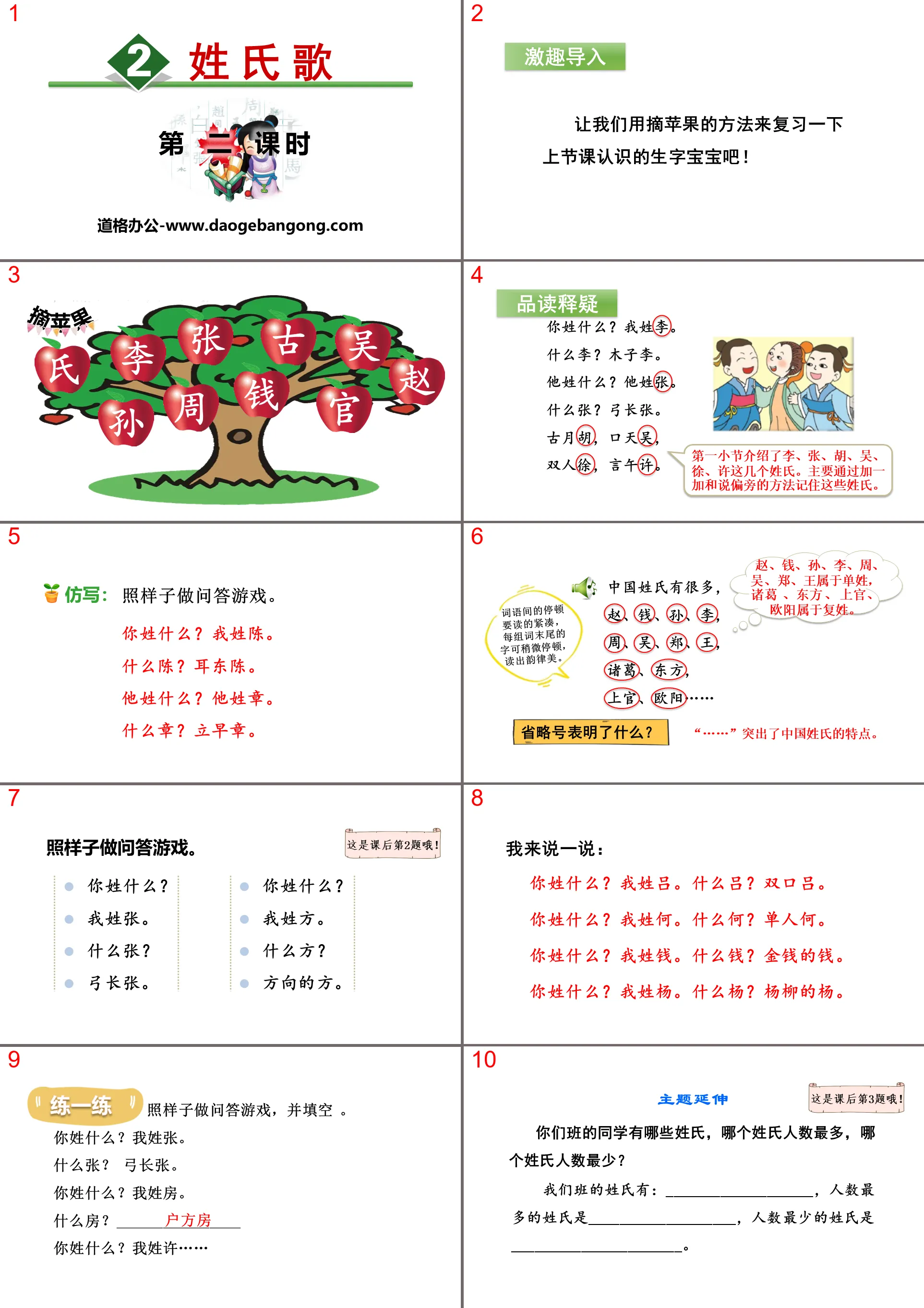 识字《姓氏歌》PPT(第二课时)