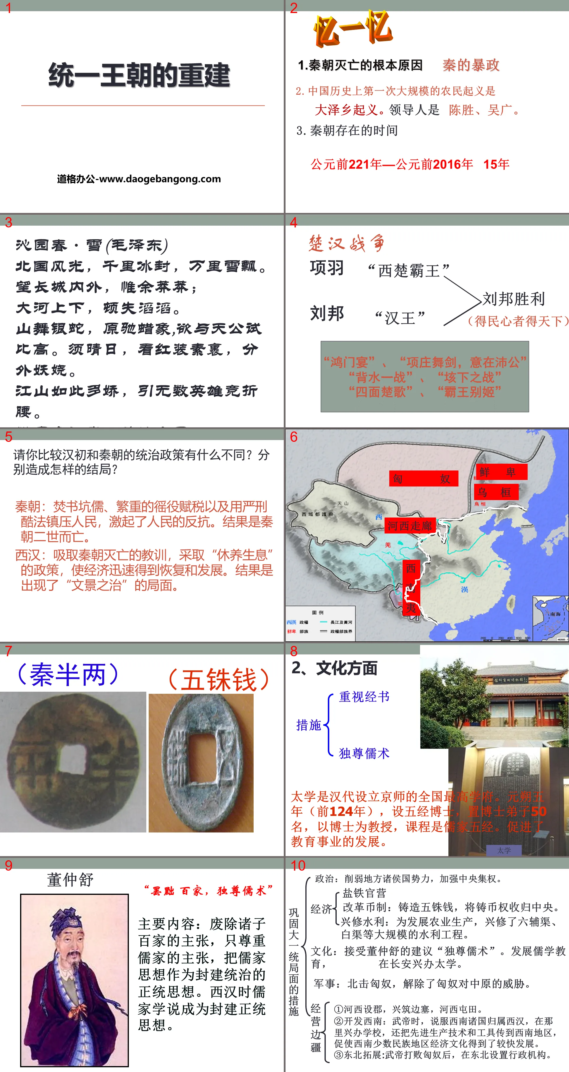 "Reconstruction of the Unified Dynasty" PPT courseware 2 during the Qin and Han Dynasties