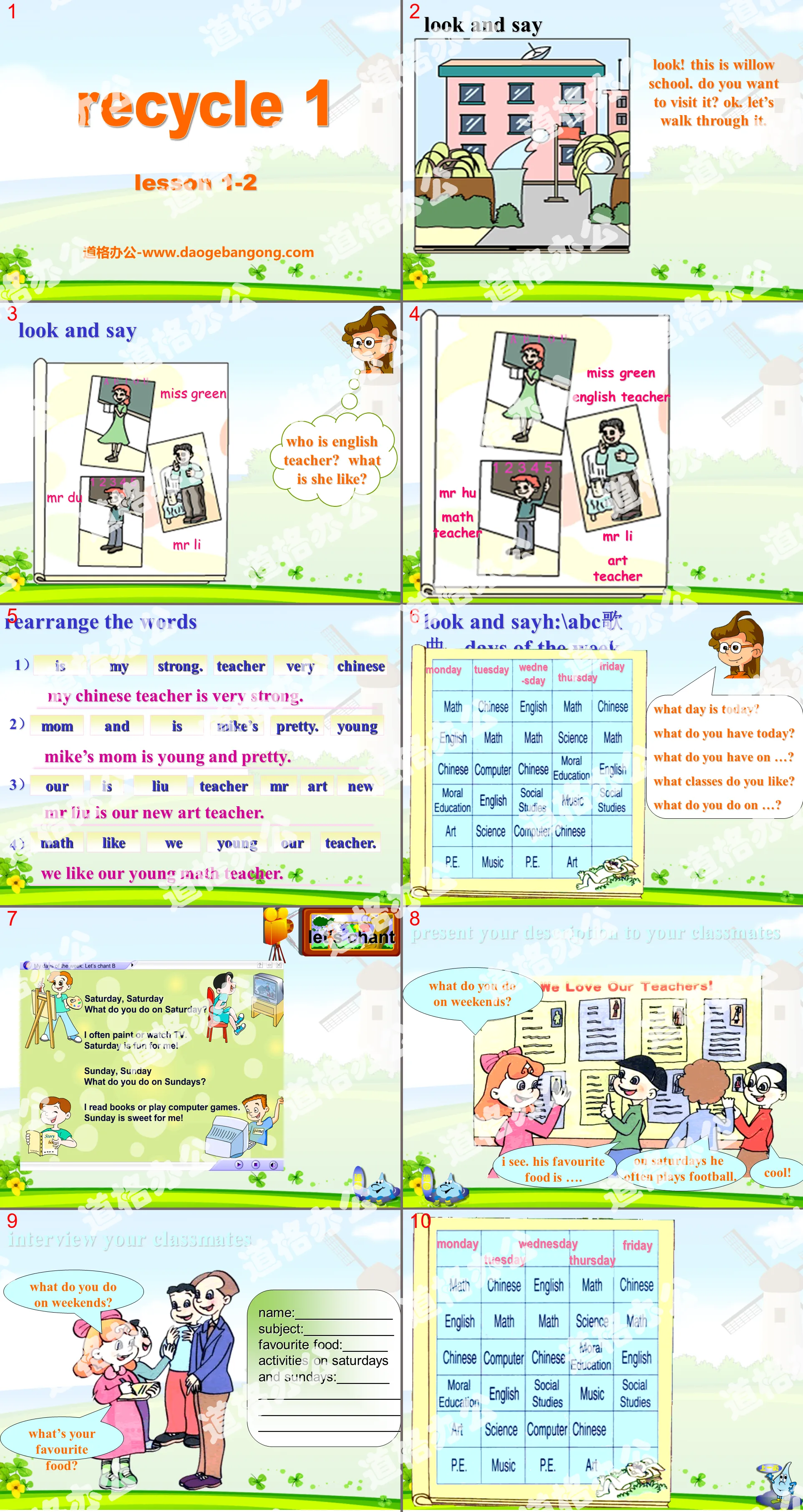 People's Education Press PEP fifth grade English volume 1 "recycle1" PPT courseware 5