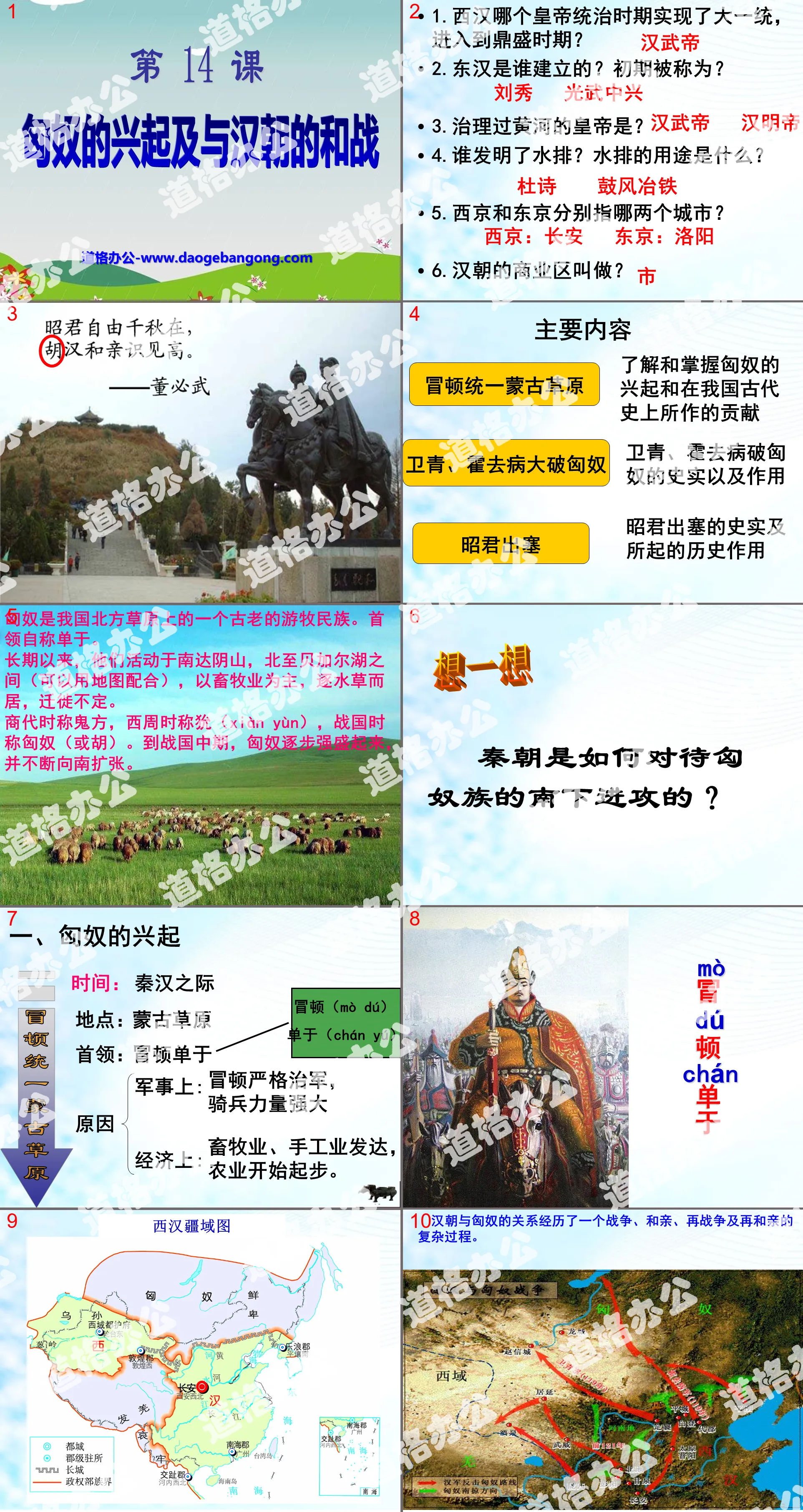 "The Rise of the Xiongnu and the War with the Han Dynasty" The establishment of a unified country PPT courseware 9